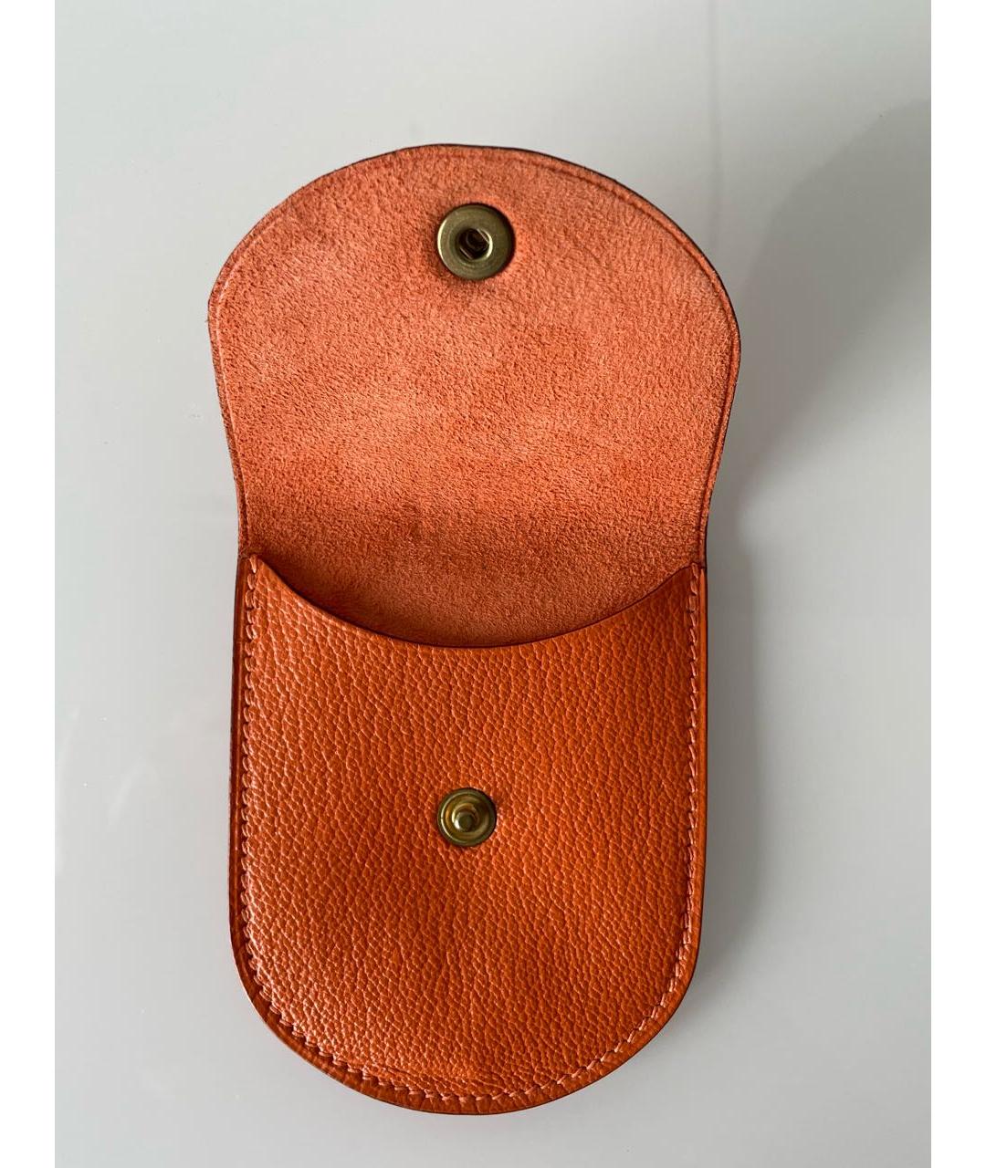 HERMES Оранжевый кожаный кардхолдер, фото 4
