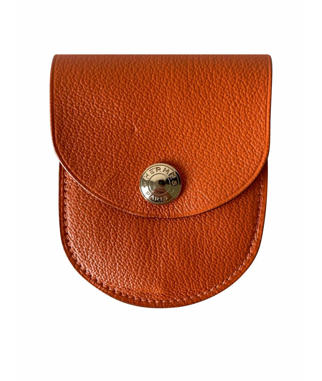 HERMES PRE-OWNED Оранжевый кожаный кардхолдер, фото 1