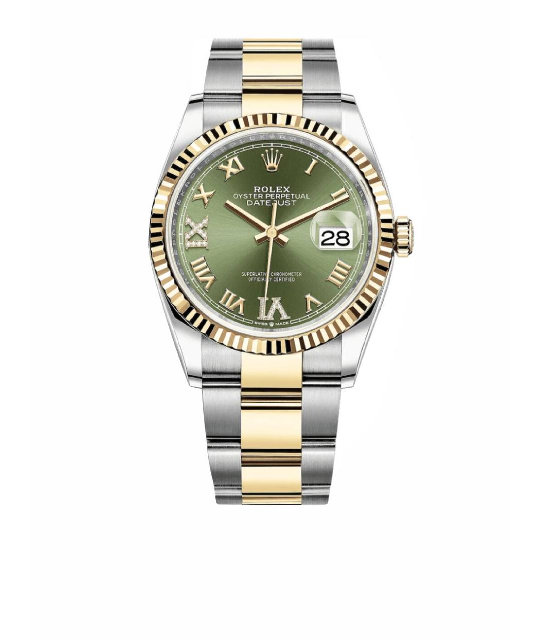 ROLEX Зеленые часы из желтого золота, фото 1