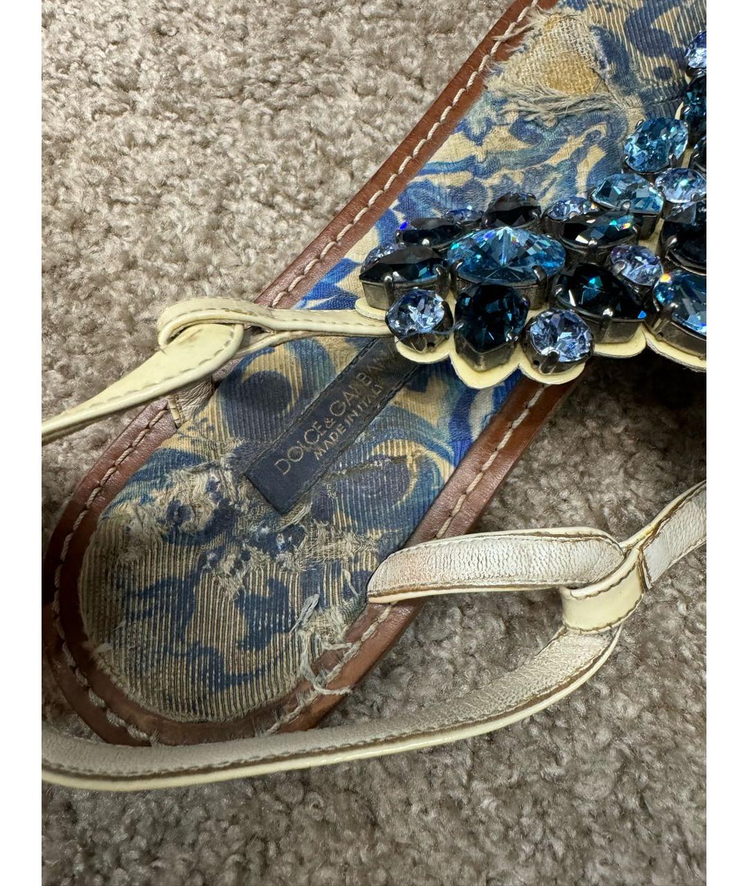 DOLCE&GABBANA Синие кожаные сандалии, фото 7