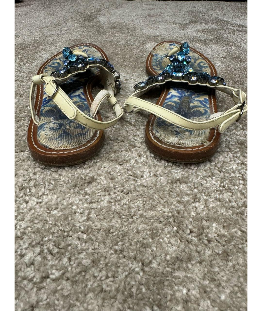 DOLCE&GABBANA Синие кожаные сандалии, фото 4