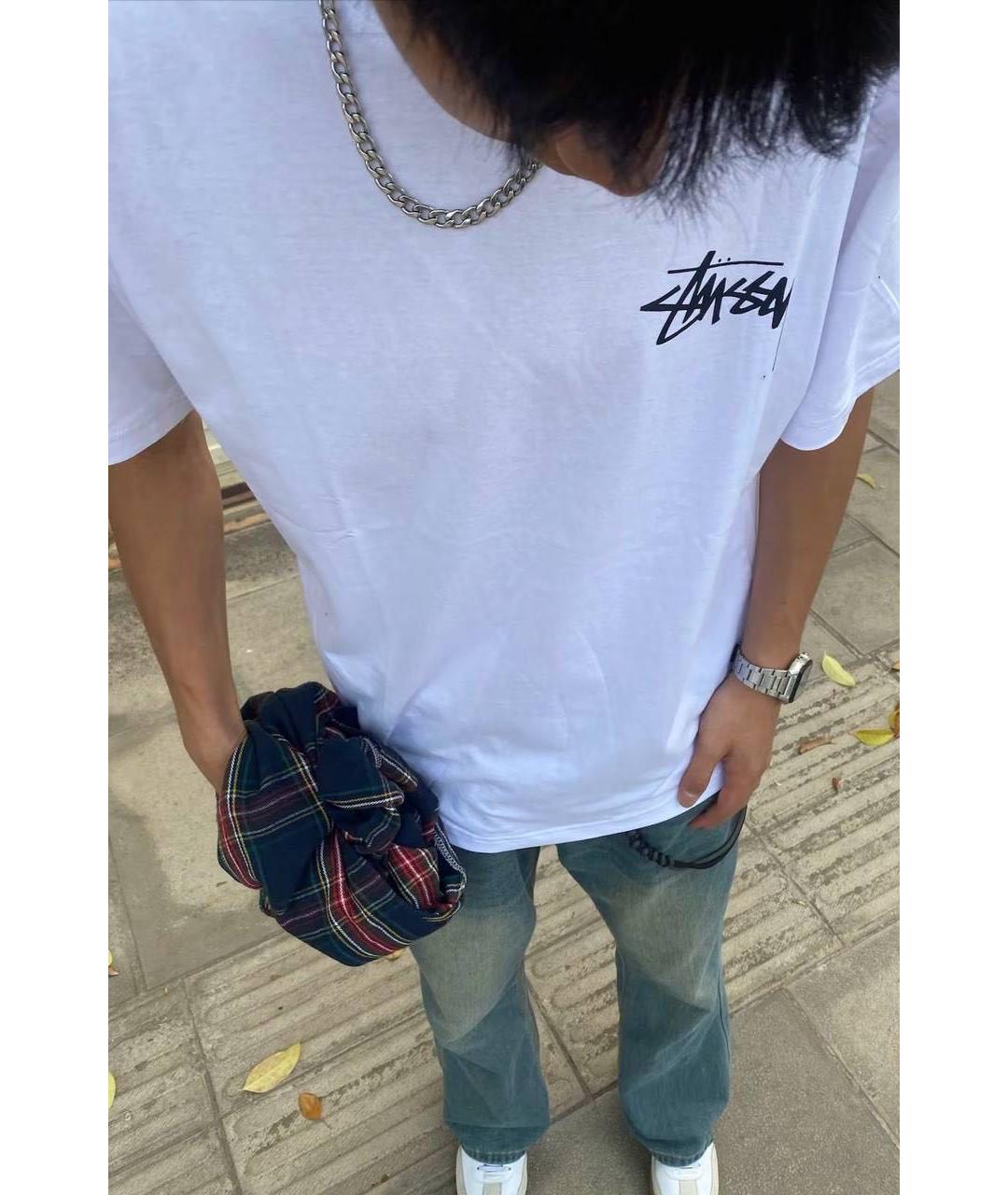 STUSSY Белая хлопковая футболка, фото 3