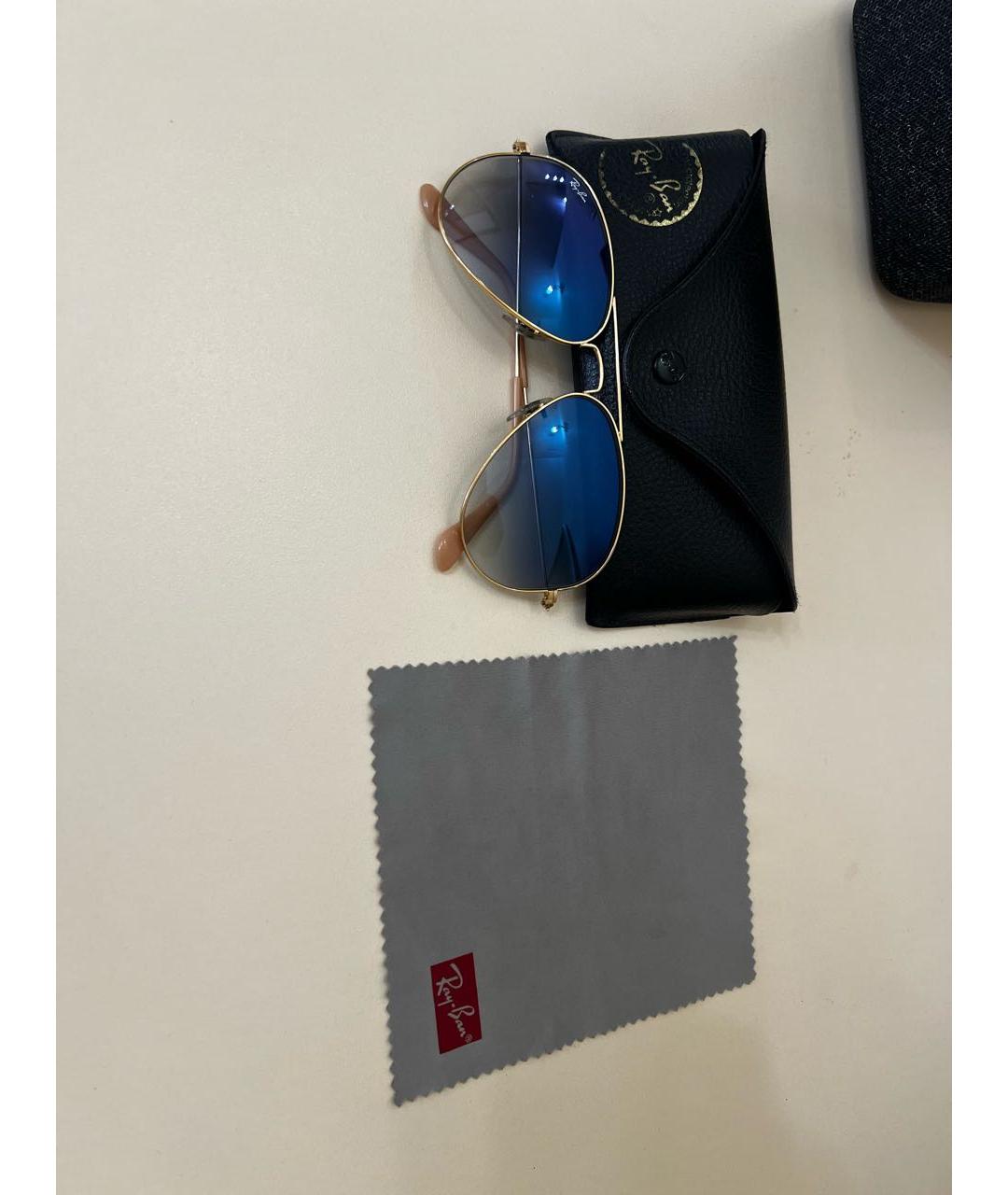 RAY BAN Золотые металлические солнцезащитные очки, фото 4