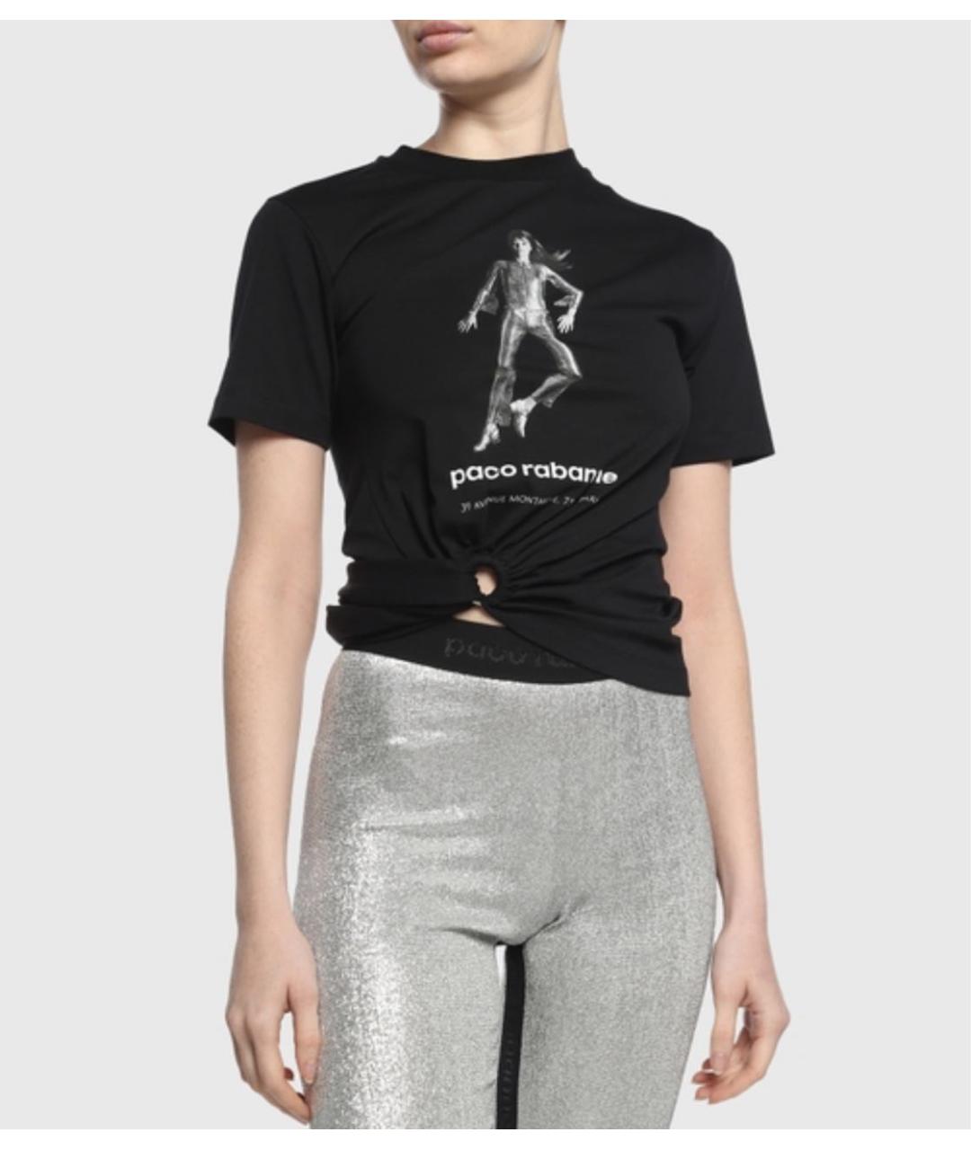 PACO RABANNE Черная хлопковая футболка, фото 4
