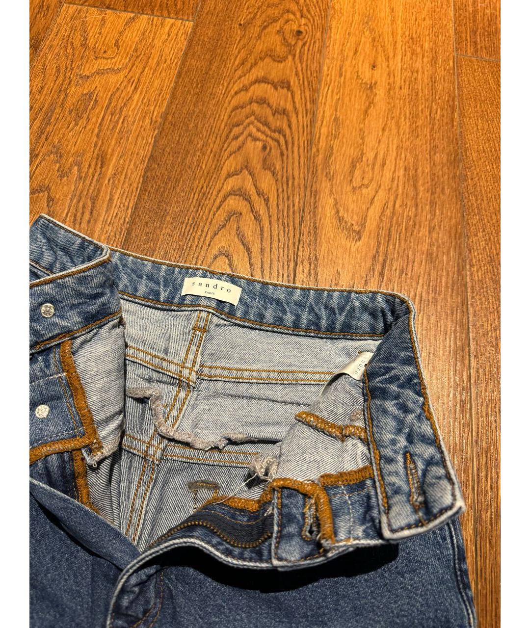 SANDRO Темно-синие хлопковые прямые джинсы, фото 3
