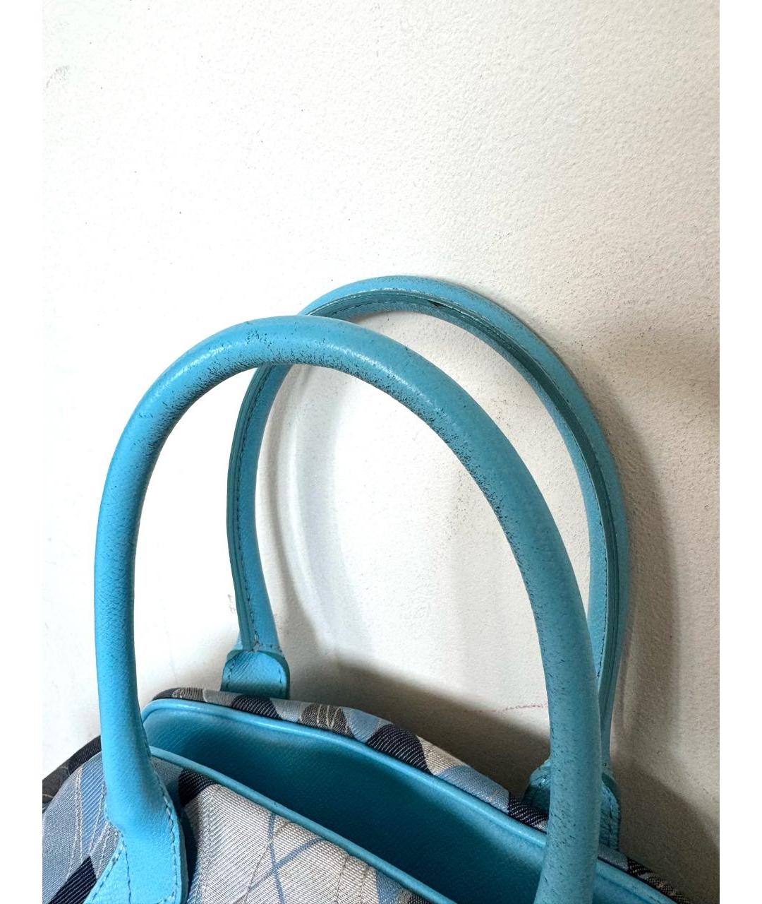 VIVIENNE WESTWOOD Голубая тканевая сумка с короткими ручками, фото 3