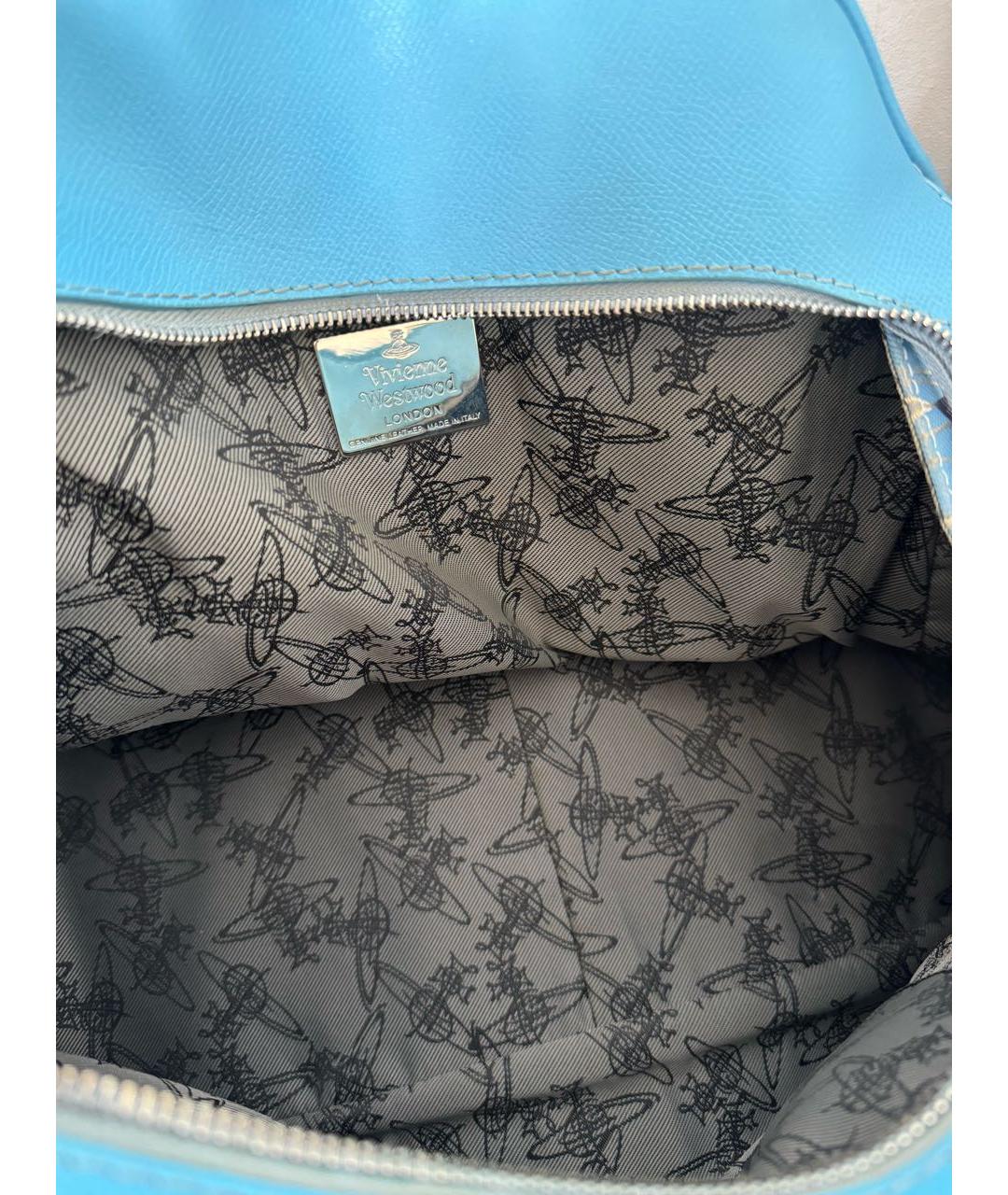 VIVIENNE WESTWOOD Голубая тканевая сумка с короткими ручками, фото 4