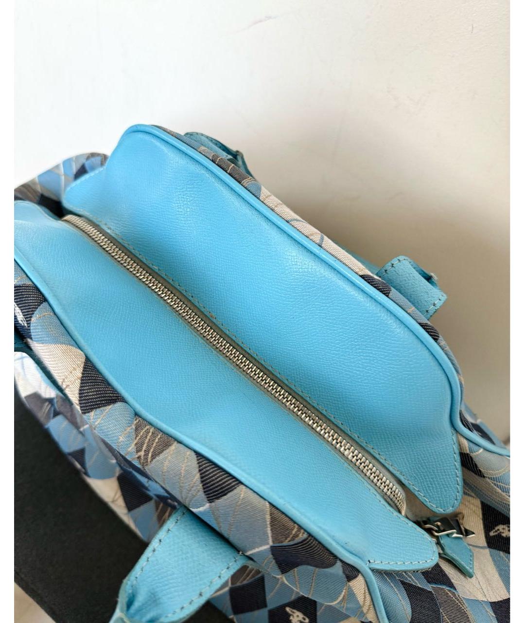 VIVIENNE WESTWOOD Голубая тканевая сумка с короткими ручками, фото 2