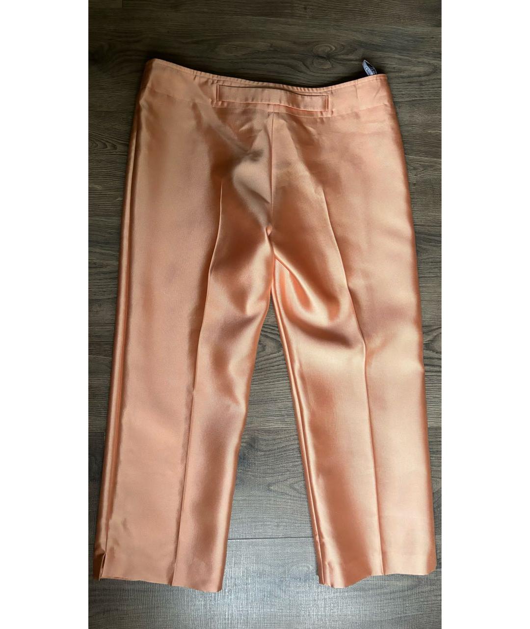 CHRISTIAN DIOR Оранжевое шелковые прямые брюки, фото 2