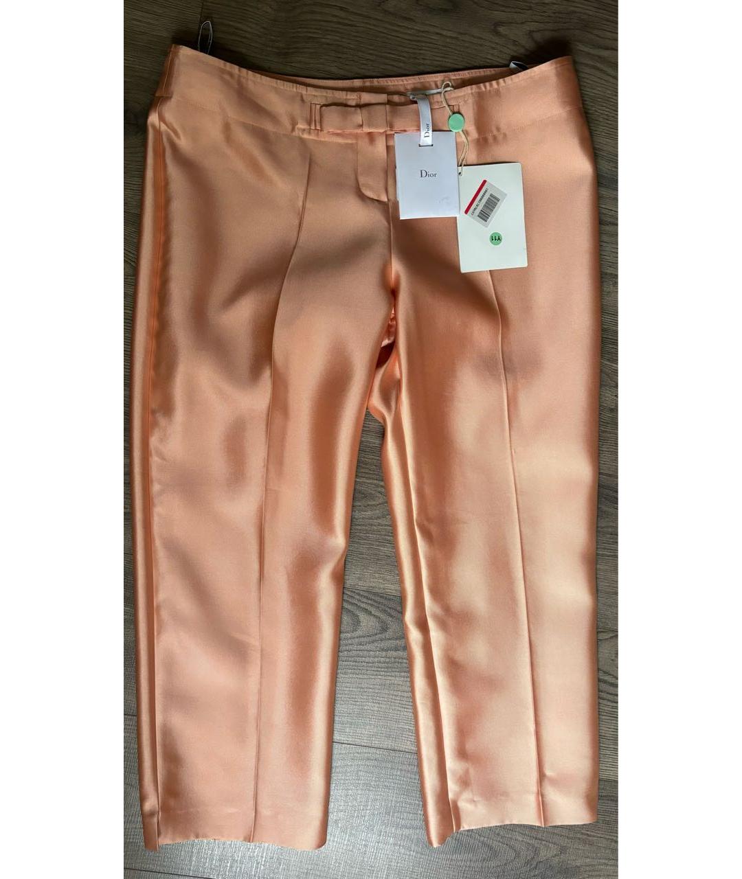 CHRISTIAN DIOR Оранжевое шелковые прямые брюки, фото 9