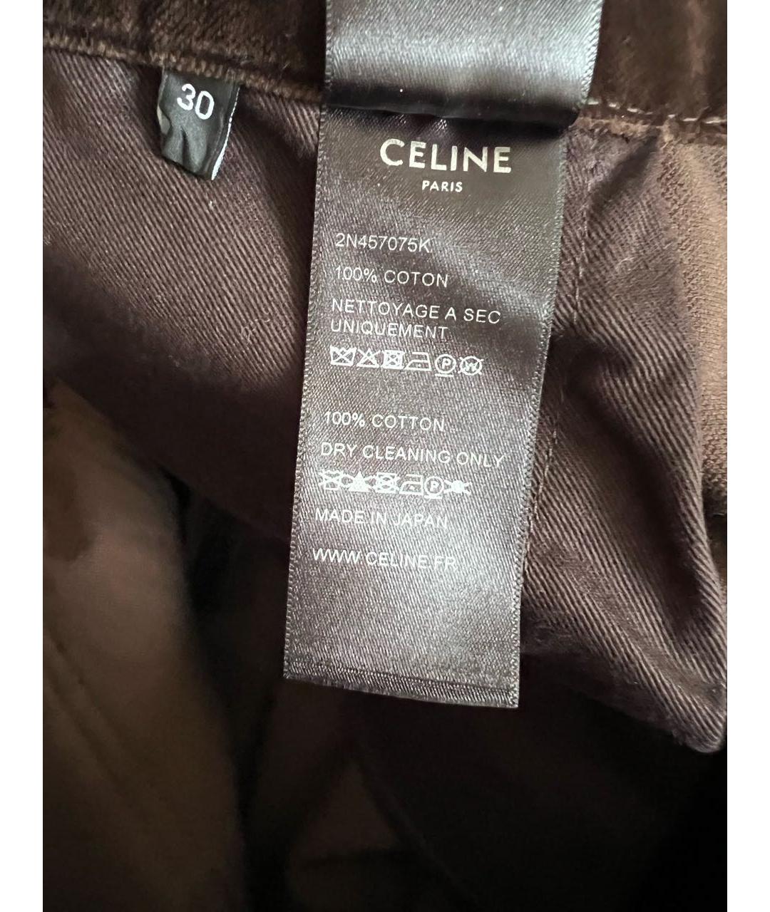 CELINE Коричневые бархатные прямые брюки, фото 6