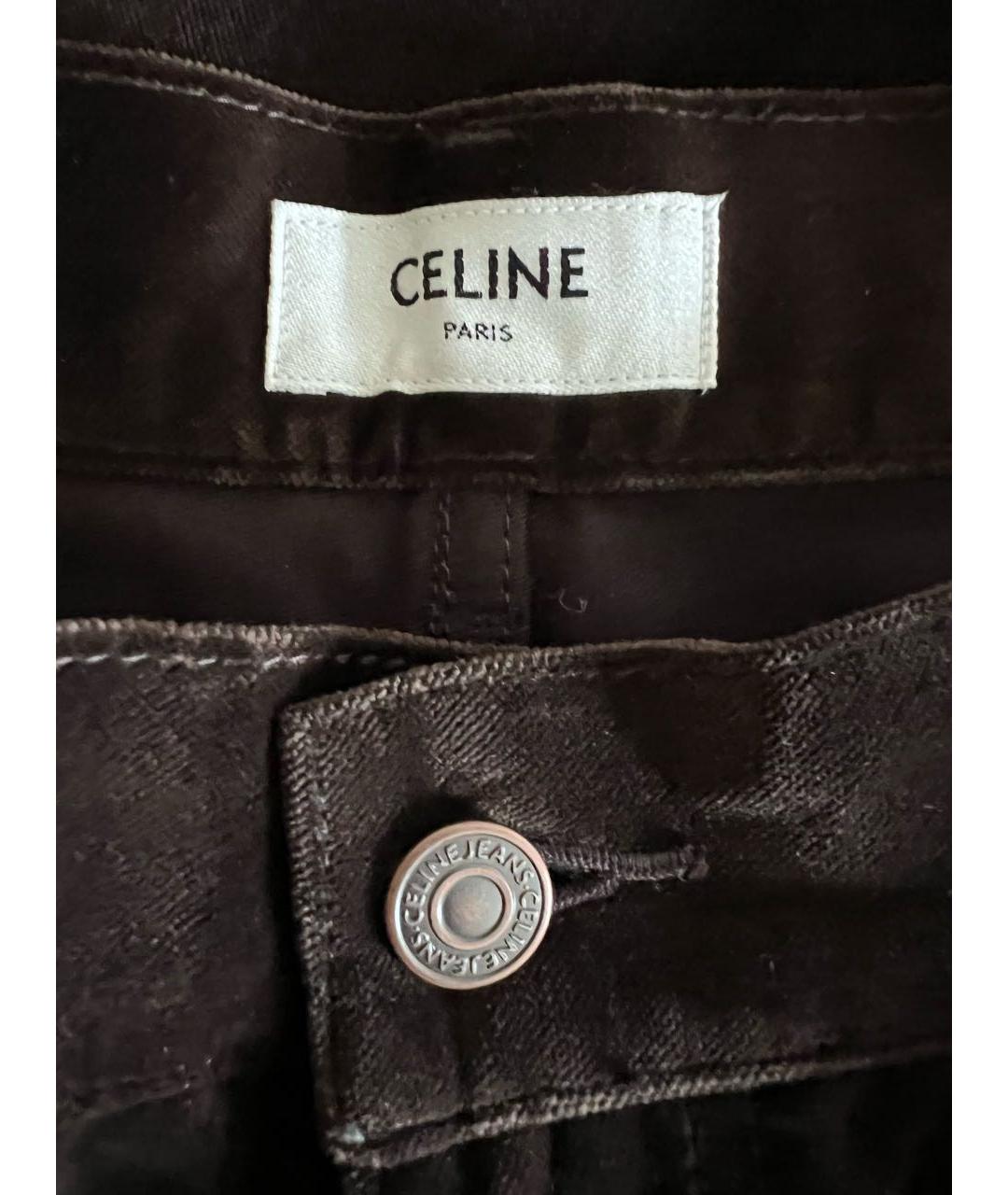 CELINE Коричневые бархатные прямые брюки, фото 4