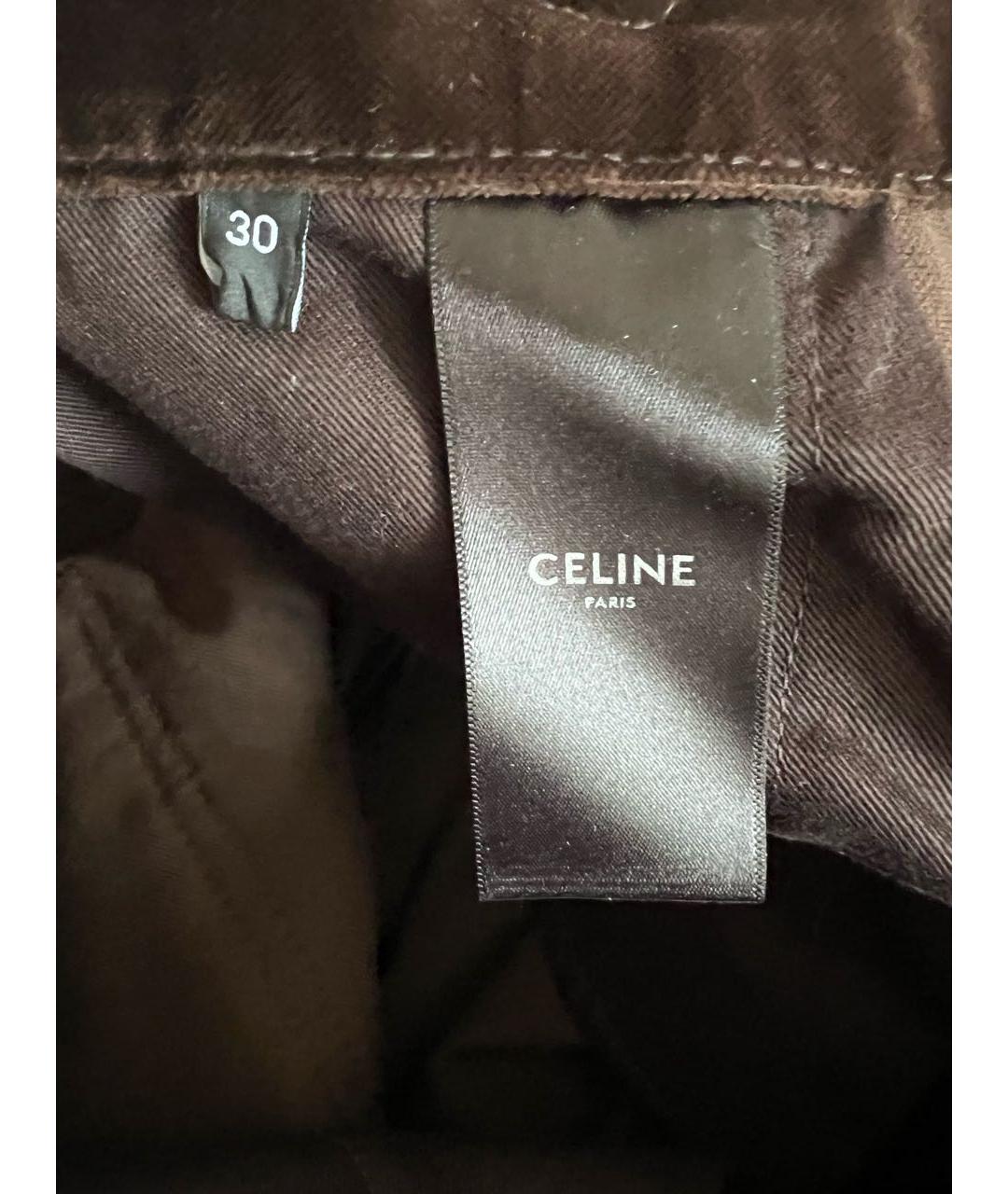 CELINE Коричневые бархатные прямые брюки, фото 5