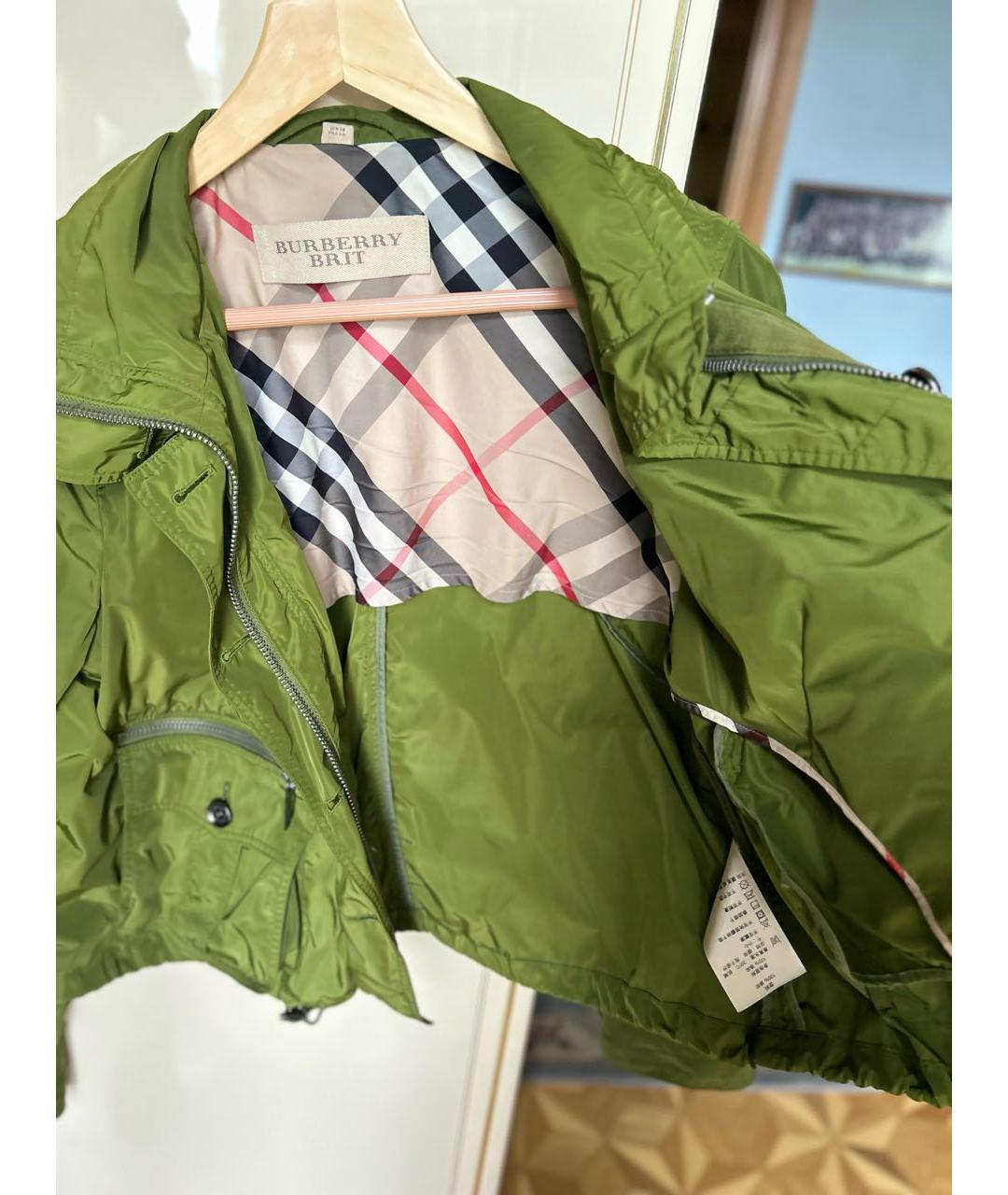 BURBERRY Зеленая полиэстеровая куртка, фото 4