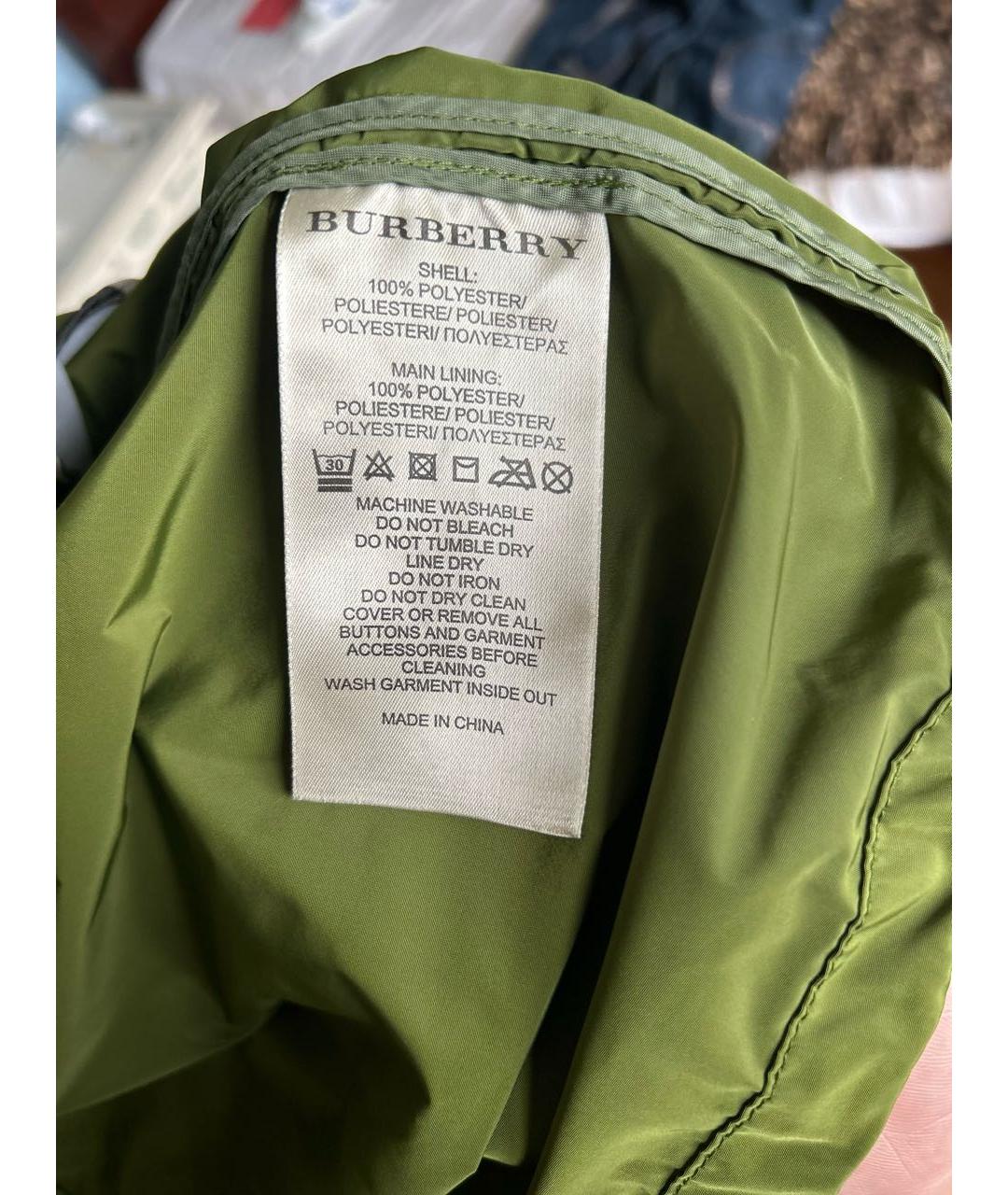 BURBERRY Зеленая полиэстеровая куртка, фото 5