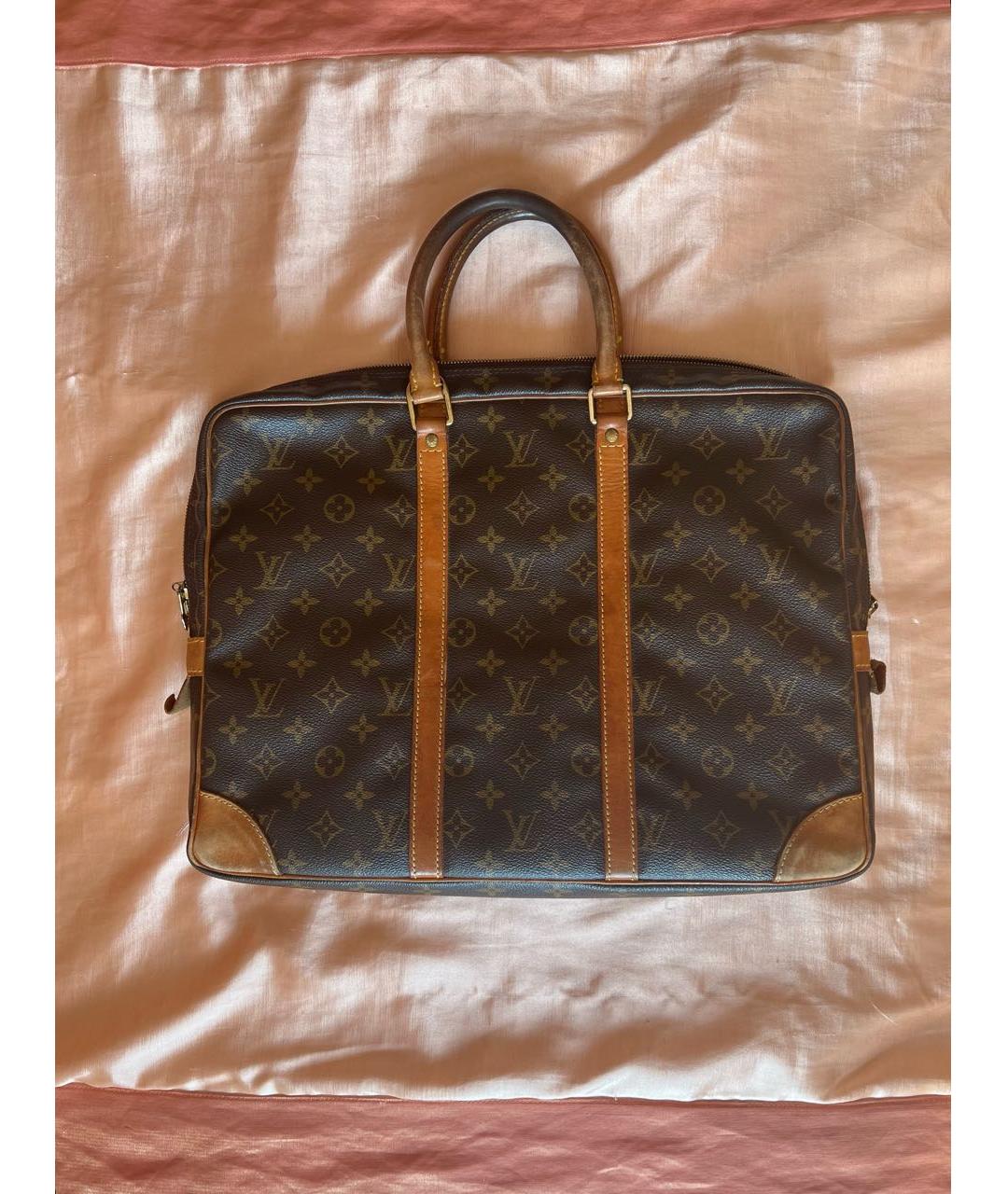 LOUIS VUITTON PRE-OWNED Коричневая кожаная сумка с короткими ручками, фото 8