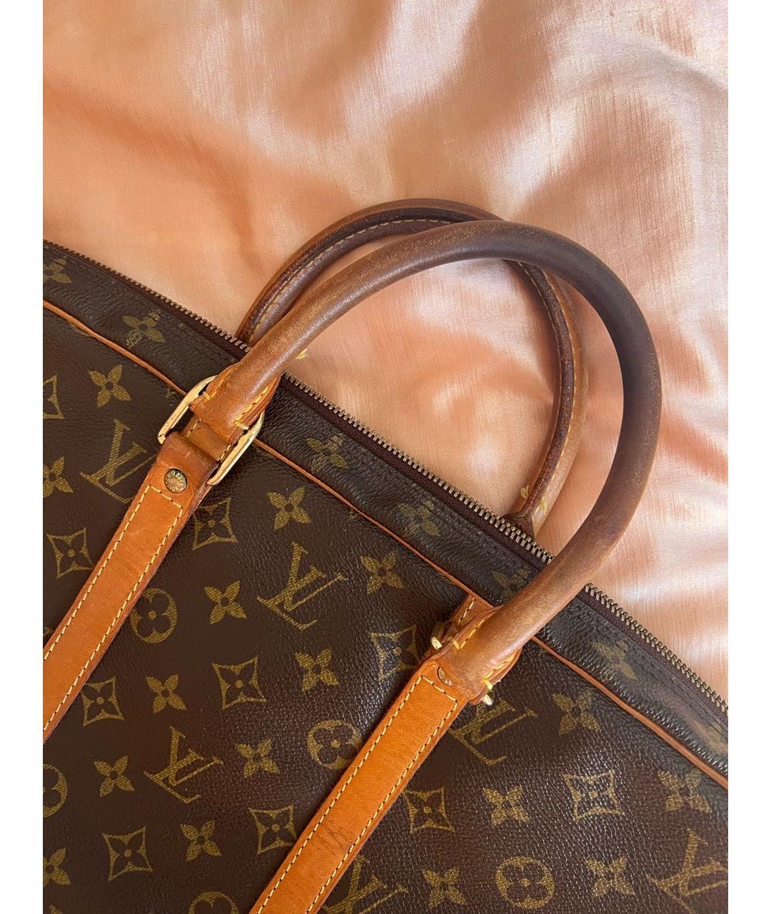 LOUIS VUITTON Коричневая кожаная сумка с короткими ручками, фото 5