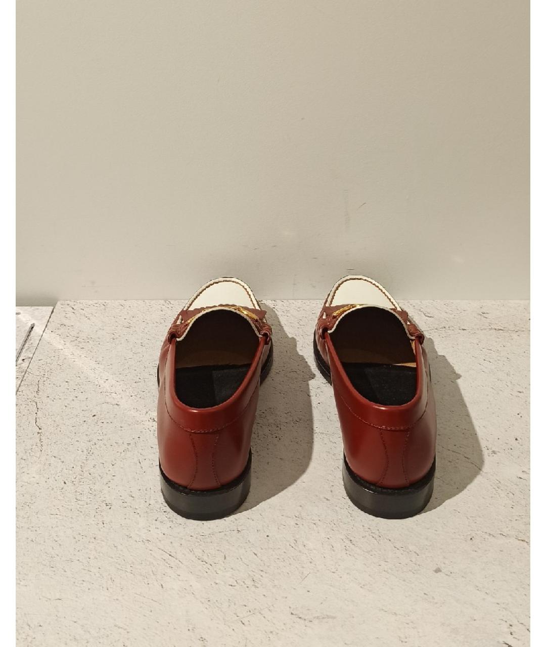 CELINE PRE-OWNED Бордовые кожаные мокасины, фото 3