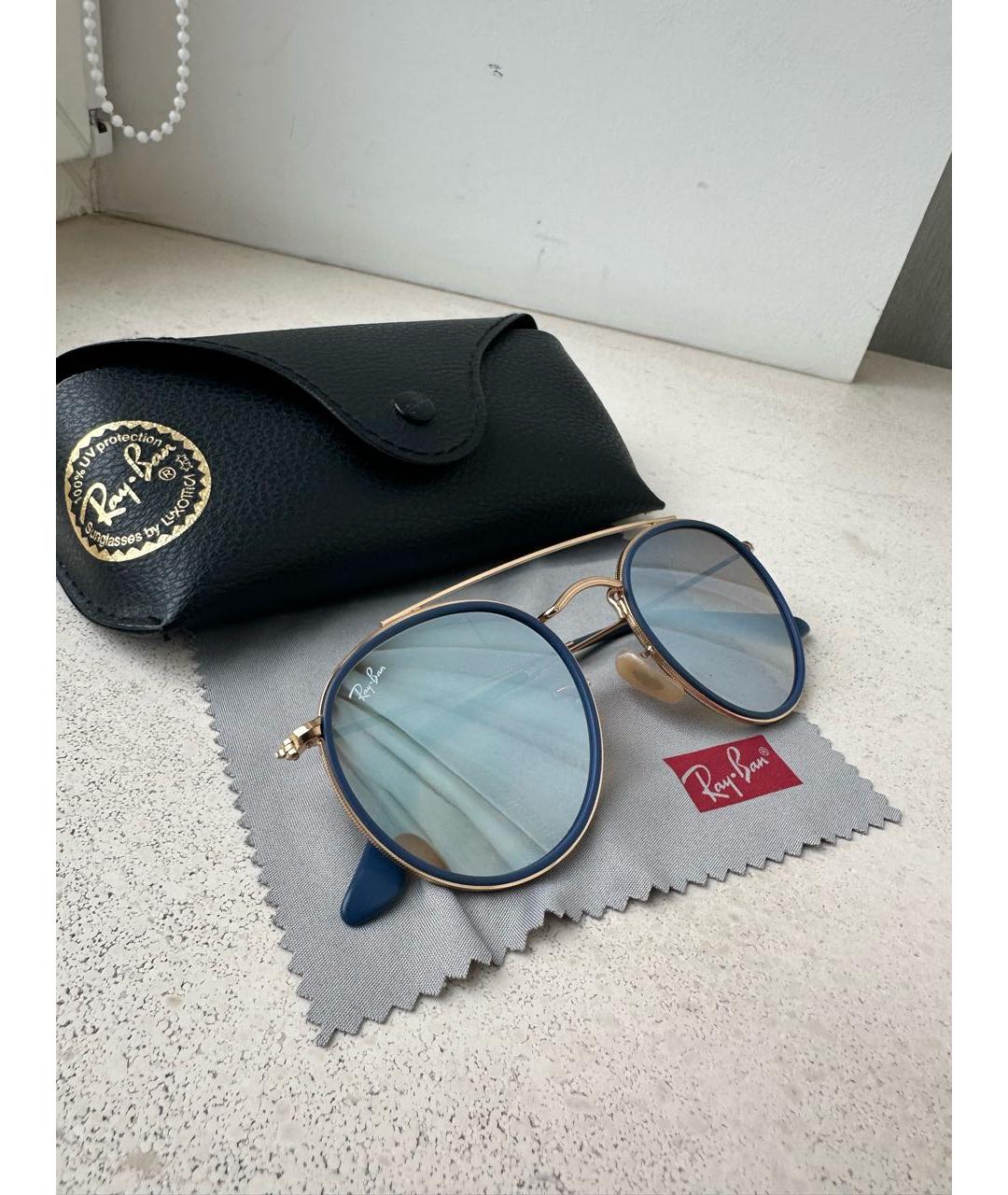 RAY BAN Голубые металлические солнцезащитные очки, фото 7