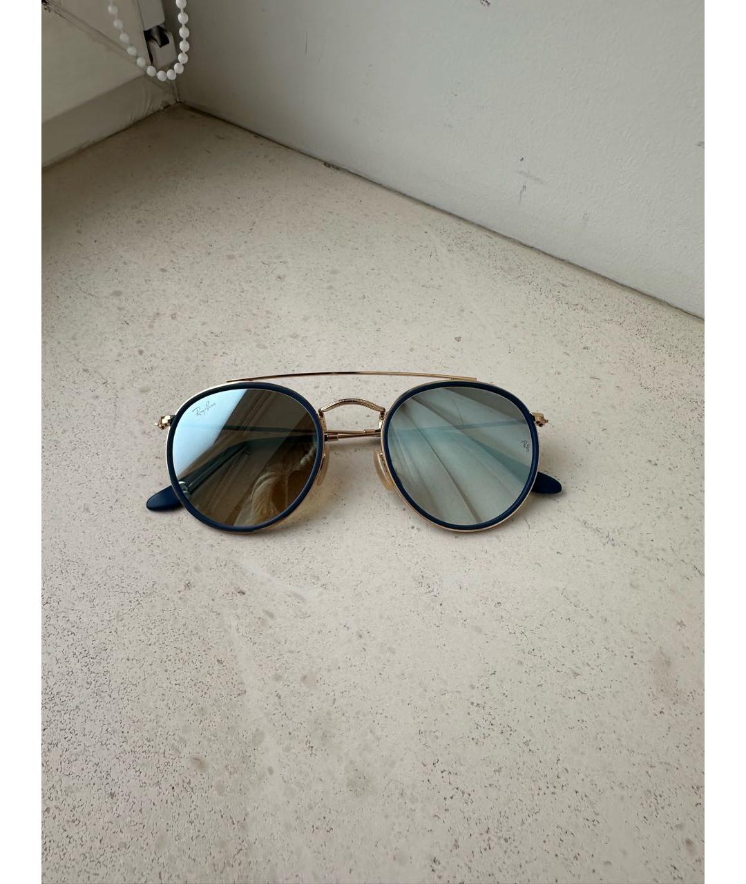 RAY BAN Голубые металлические солнцезащитные очки, фото 8