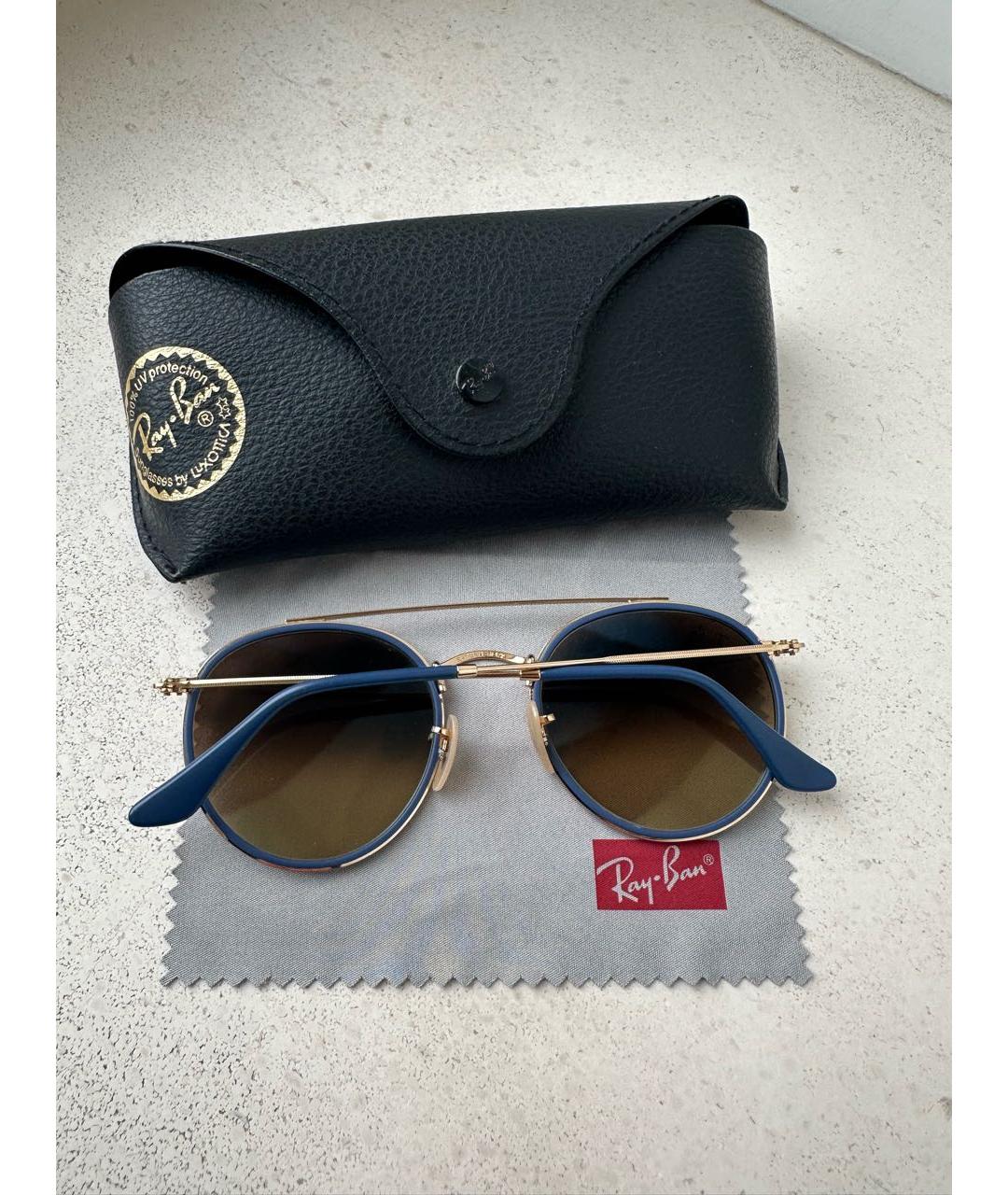 RAY BAN Голубые металлические солнцезащитные очки, фото 6