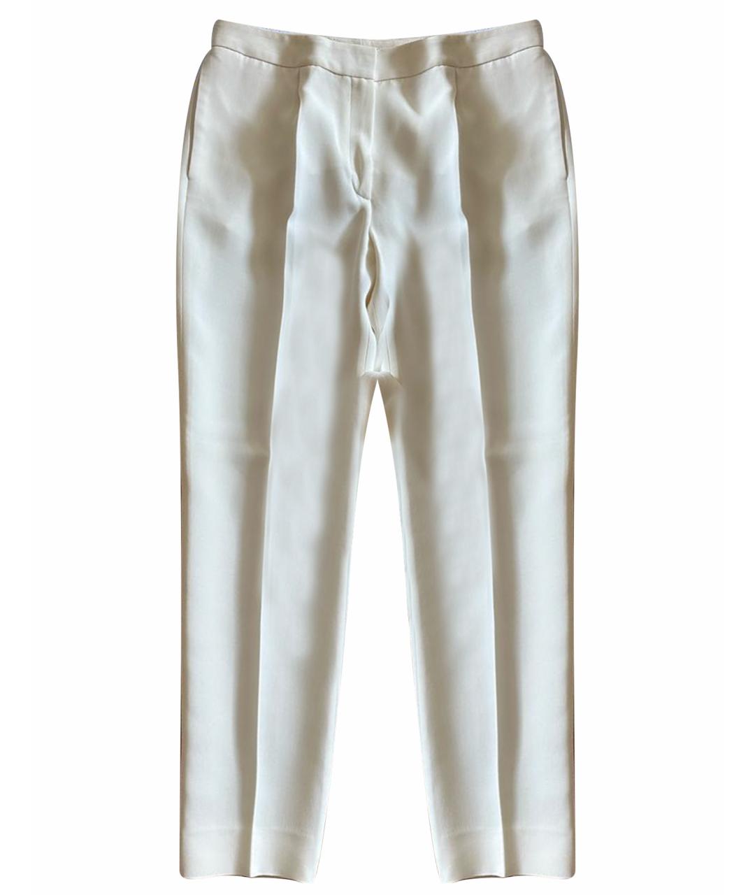 CHRISTIAN DIOR Белые шелковые прямые брюки, фото 1
