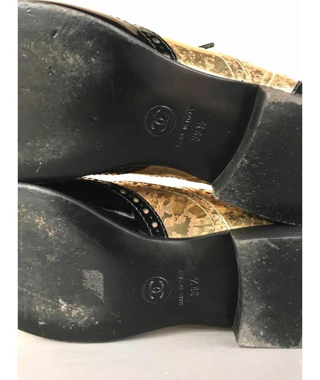 CHANEL PRE-OWNED Золотые ботинки из лакированной кожи, фото 7