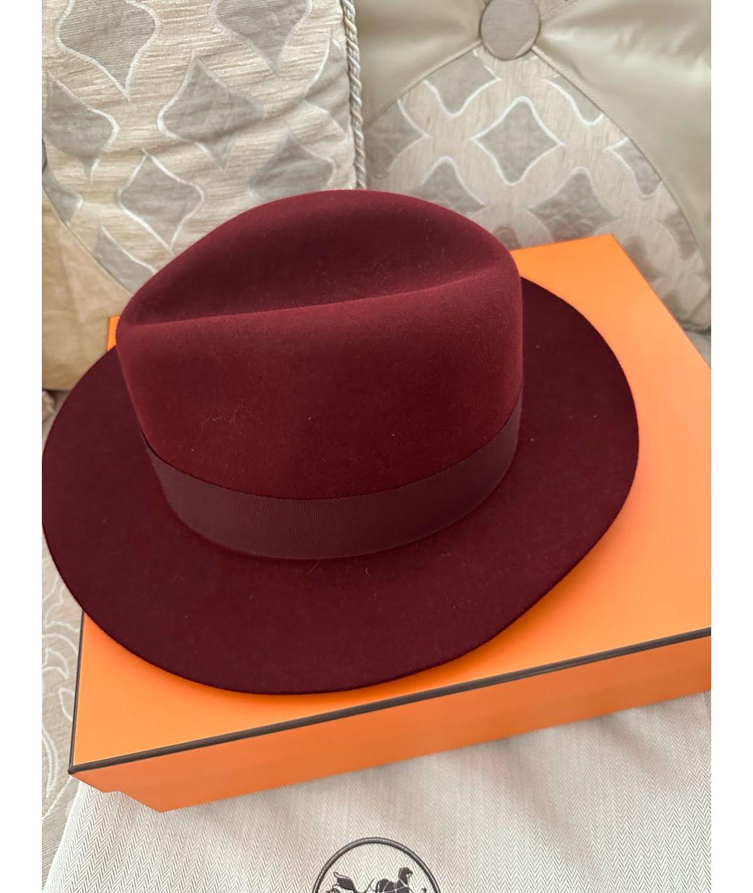 HERMES Бордовая шляпа, фото 3