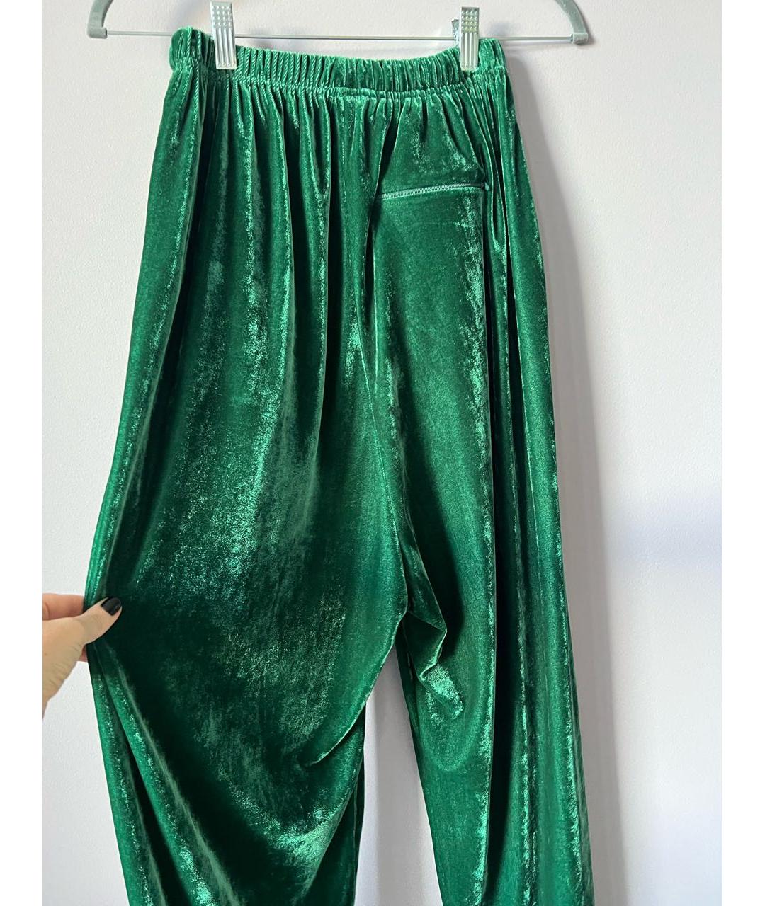 BALENCIAGA Зеленые велюровые брюки широкие, фото 4