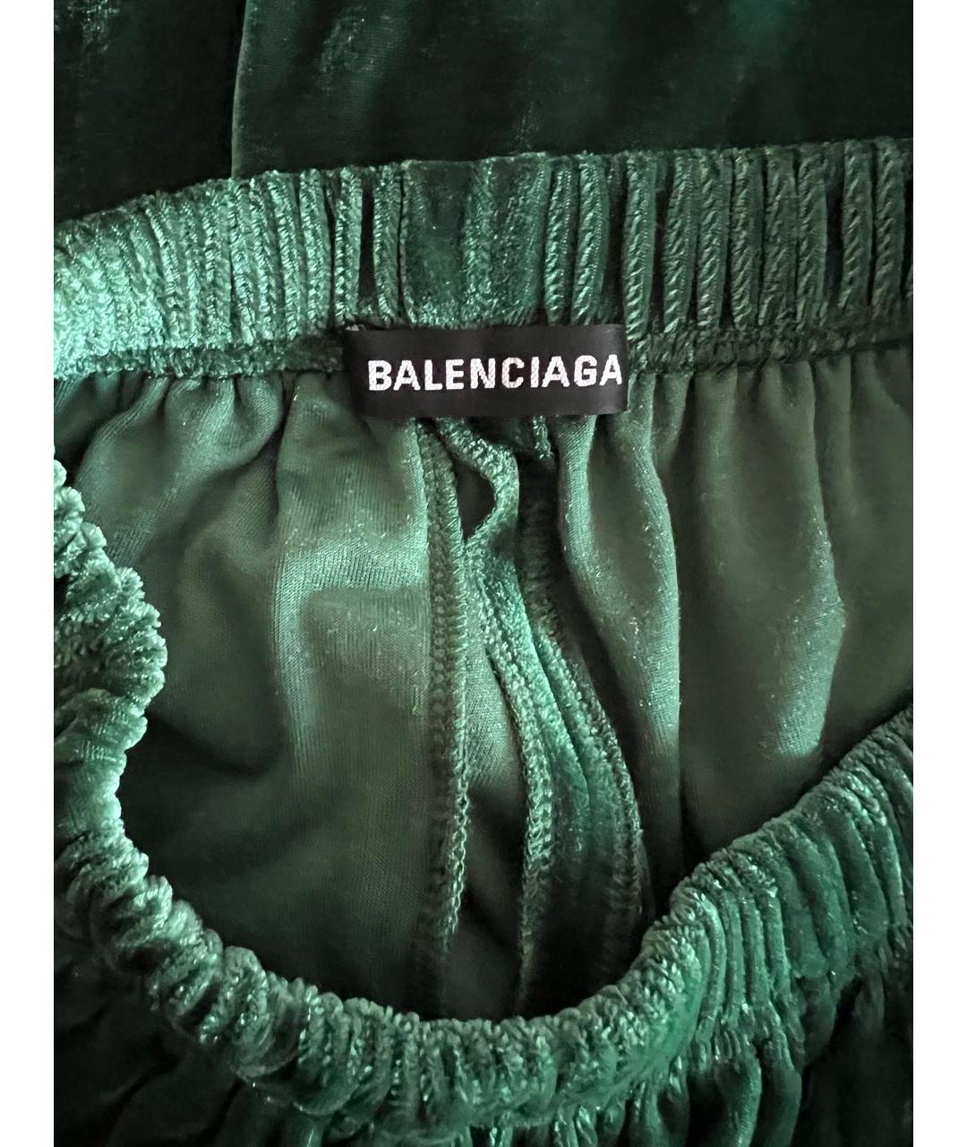 BALENCIAGA Зеленые велюровые брюки широкие, фото 3