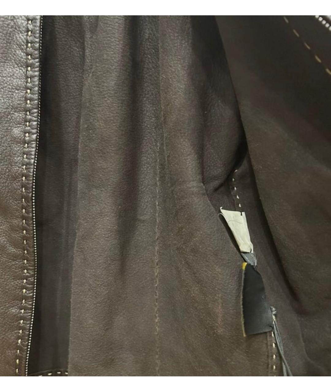 FENDI Коричневая кожаная куртка, фото 7