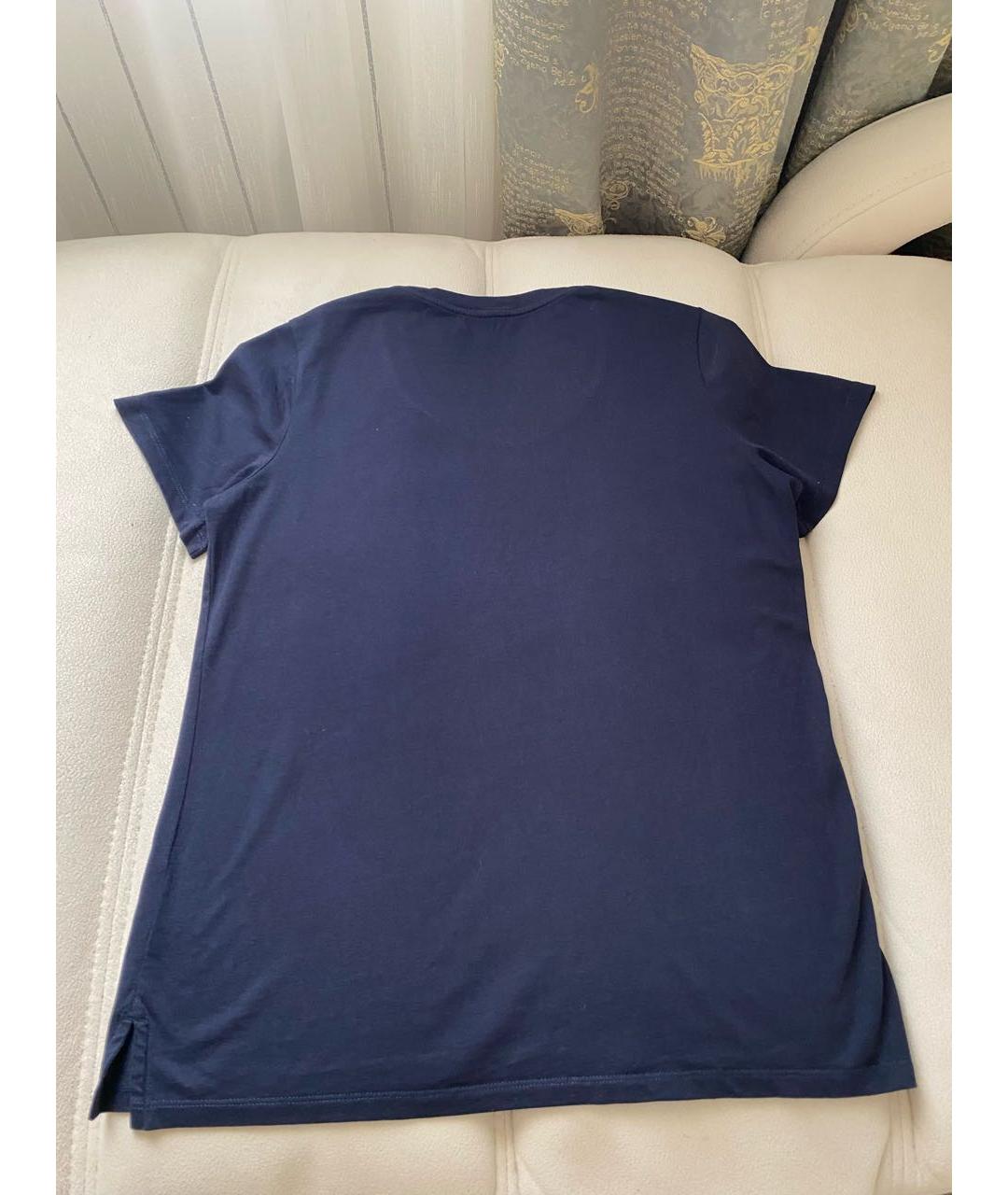 BURBERRY Темно-синяя хлопковая футболка, фото 2