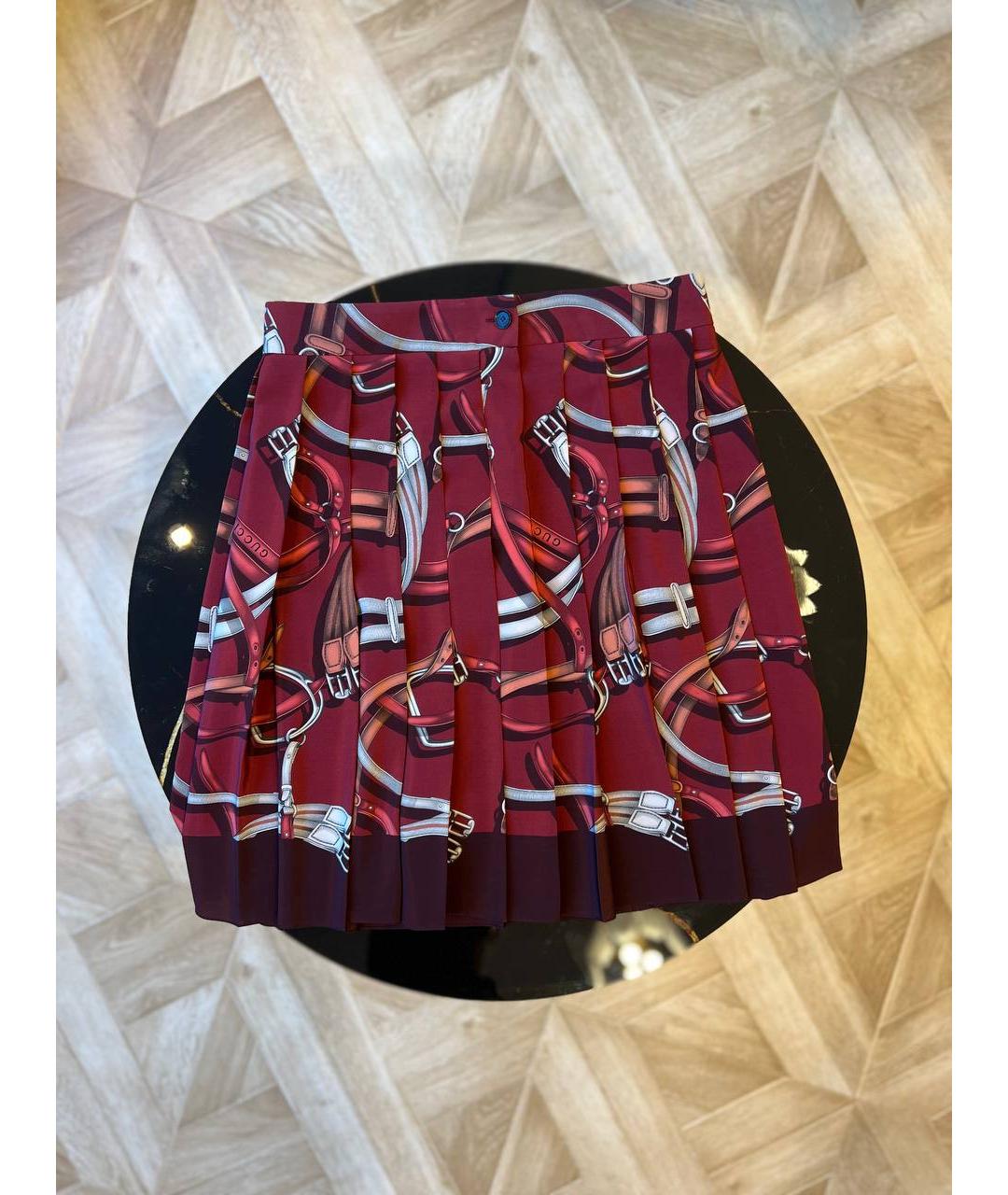 GUCCI Бордовая юбка мини, фото 6
