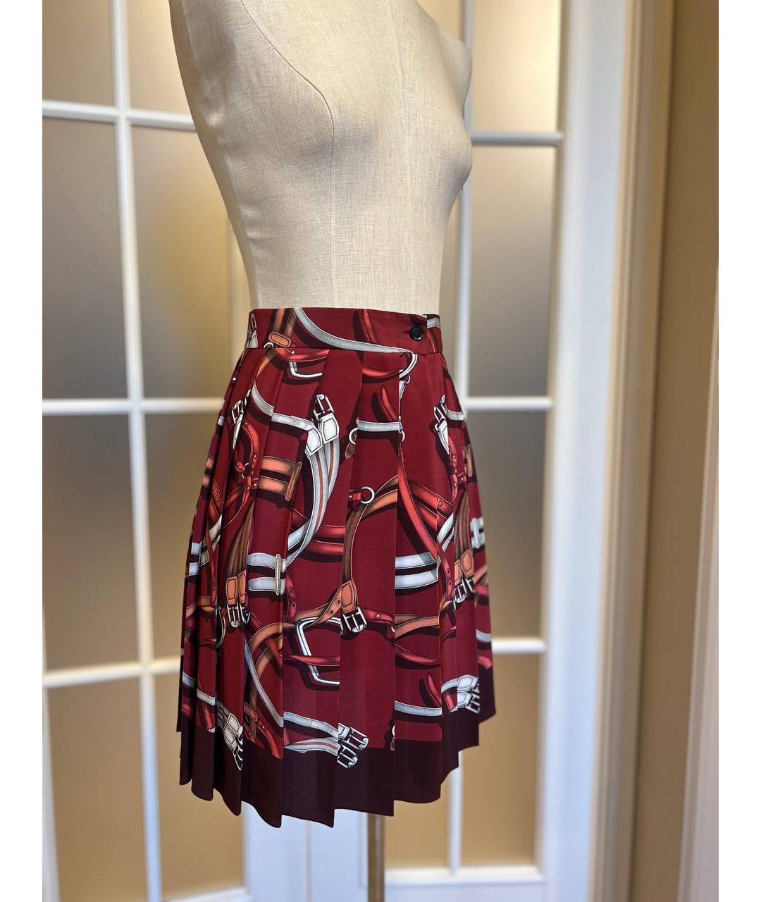 GUCCI Бордовая юбка мини, фото 3
