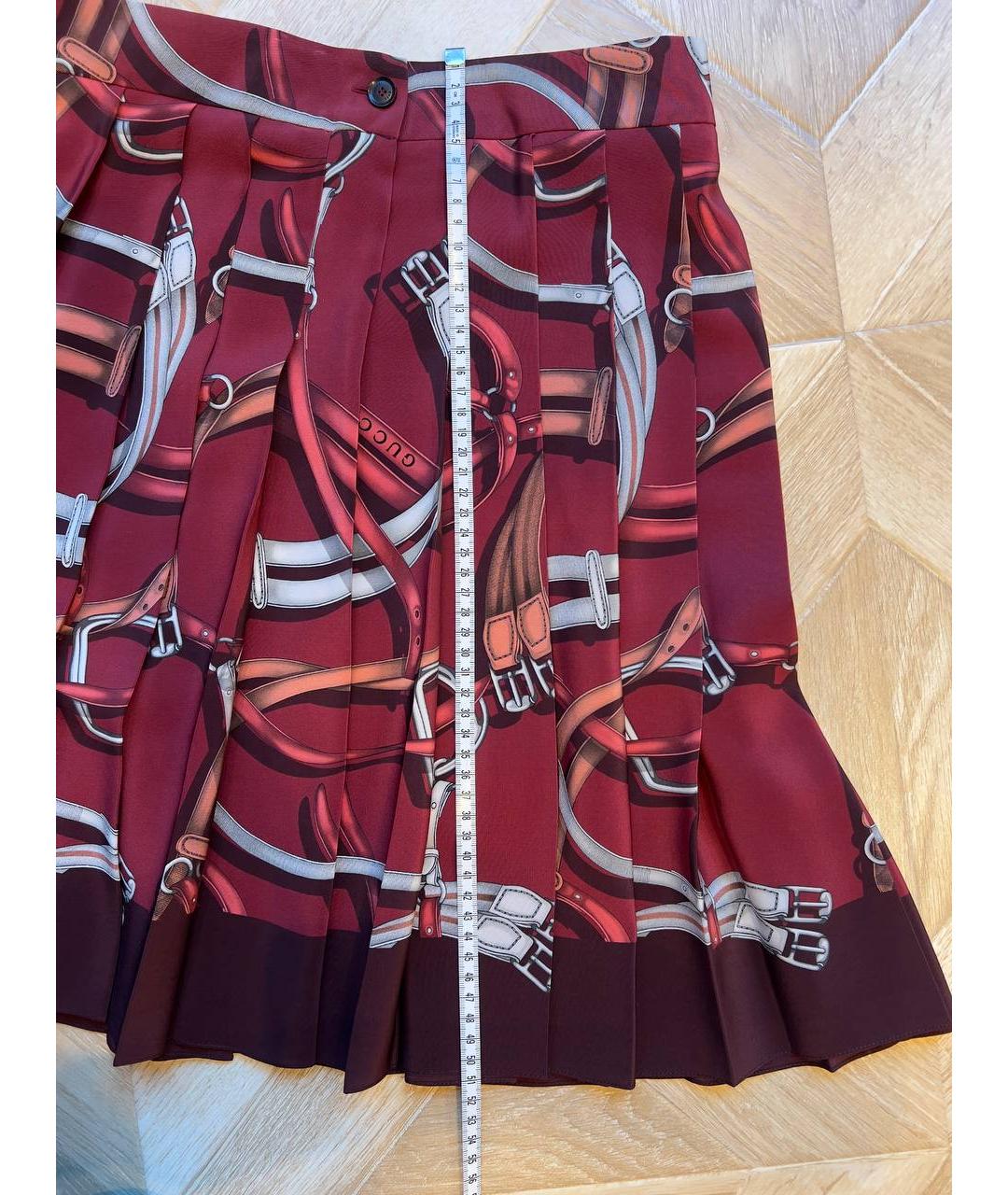 GUCCI Бордовая юбка мини, фото 5