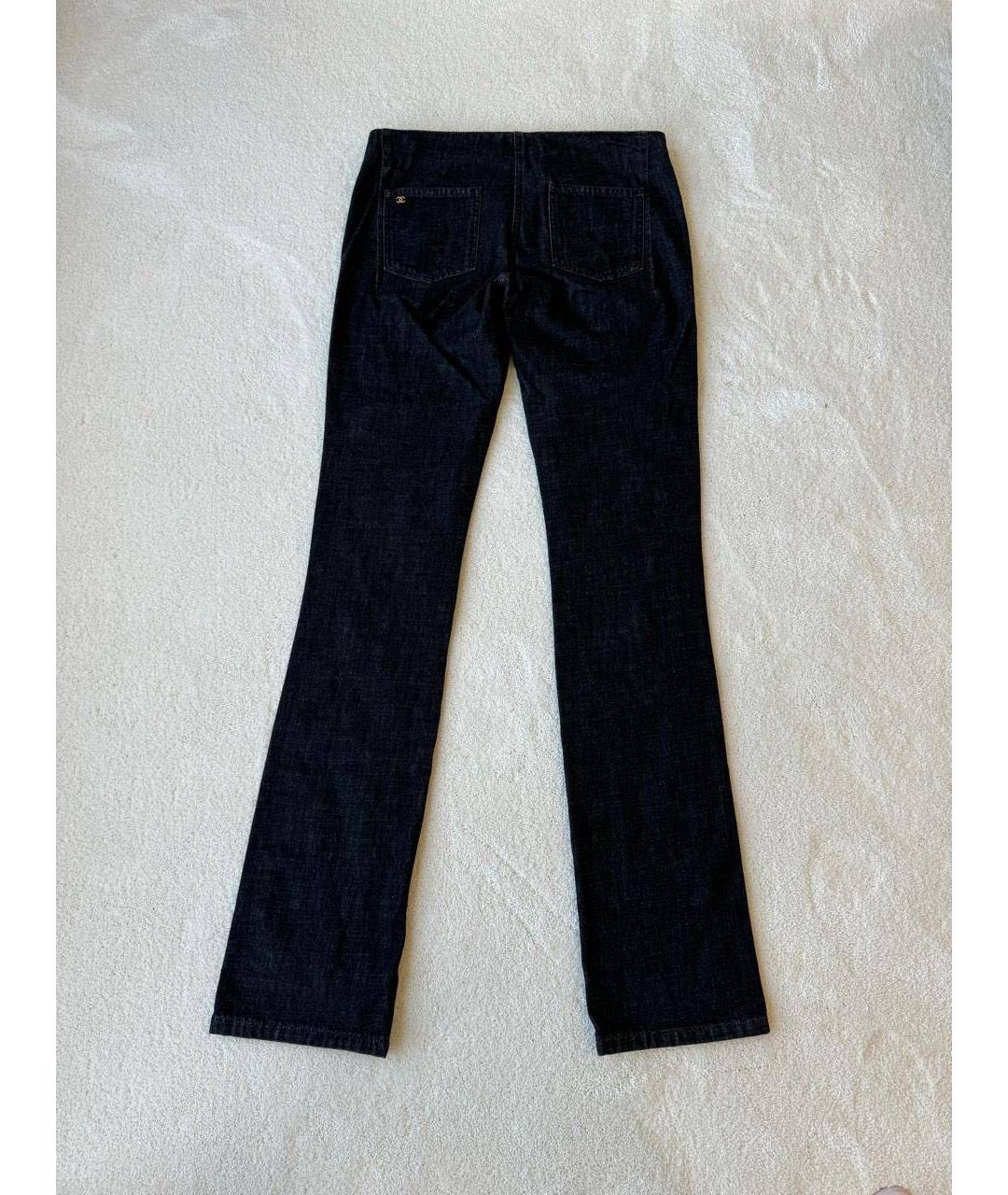 CHANEL PRE-OWNED Черные хлопковые джинсы слим, фото 2