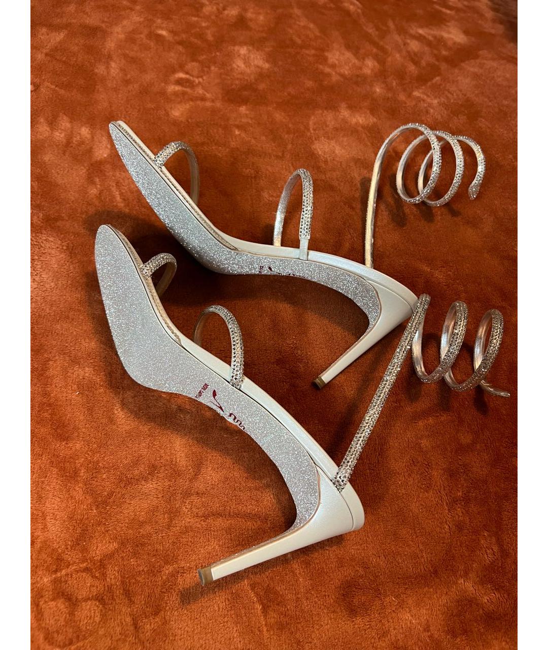 RENE CAOVILLA Серебряные кожаные босоножки, фото 5
