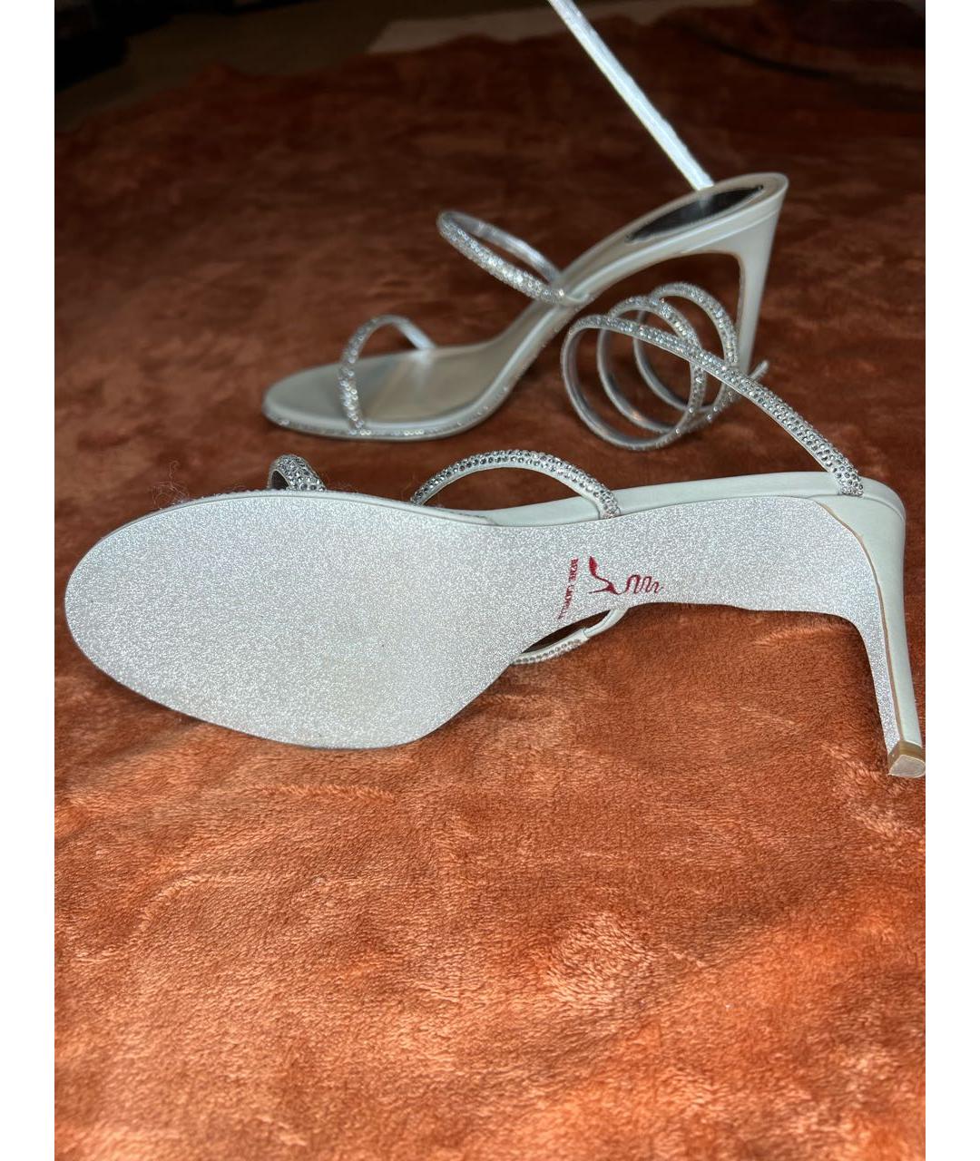 RENE CAOVILLA Серебряные кожаные босоножки, фото 6