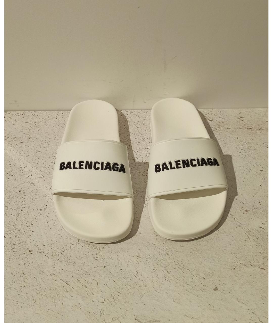 BALENCIAGA Белые шлепанцы, фото 6