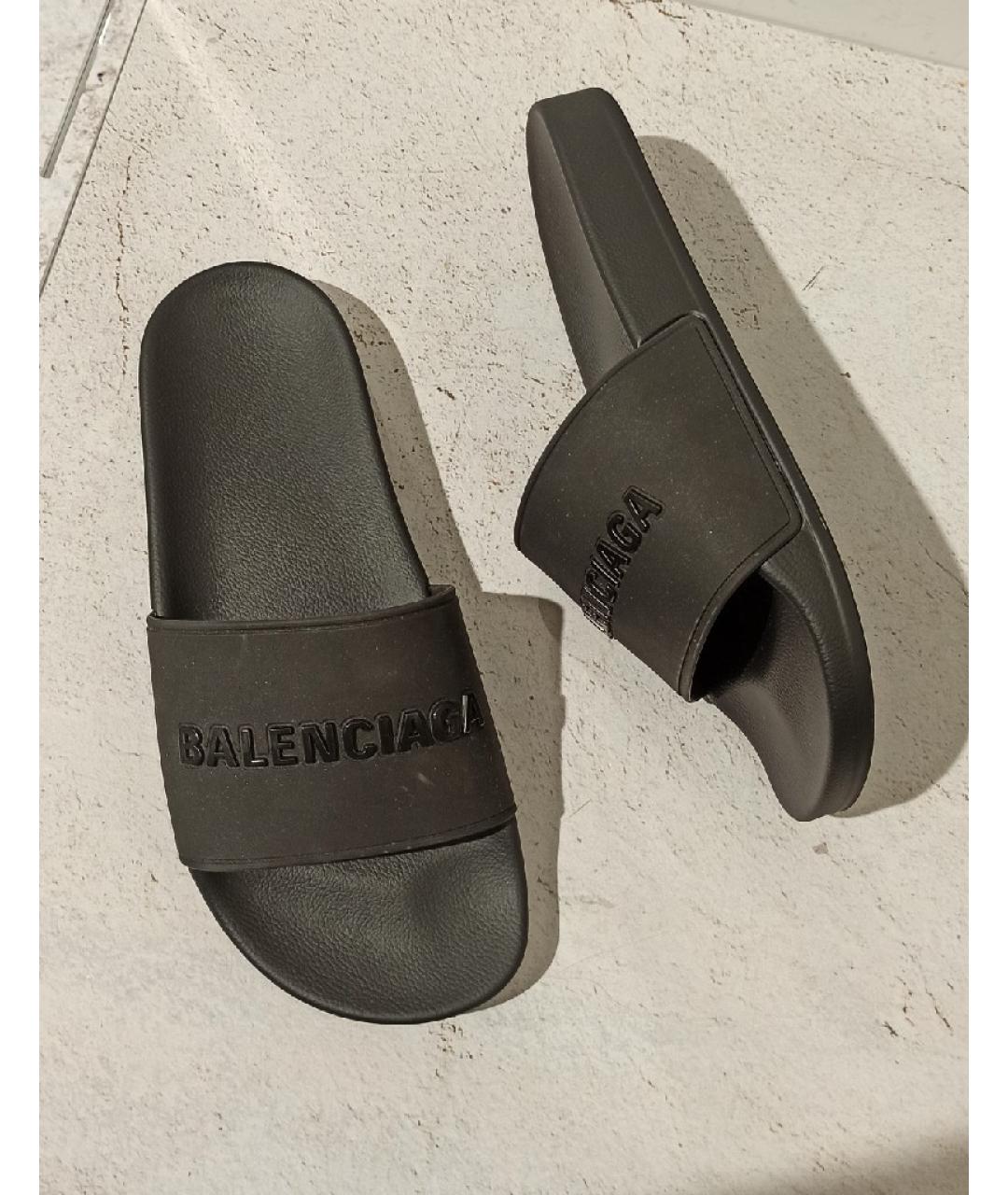 BALENCIAGA Черные шлепанцы, фото 5