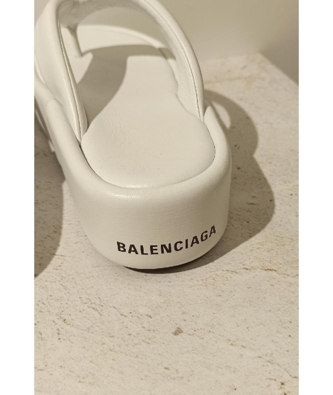 BALENCIAGA Белые кожаные сандалии, фото 8