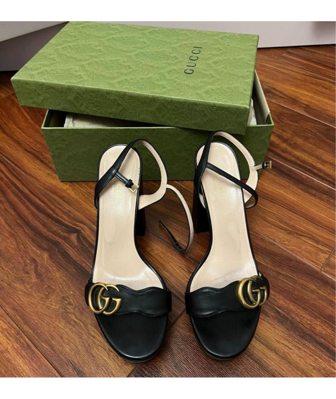 GUCCI Черные кожаные босоножки, фото 3