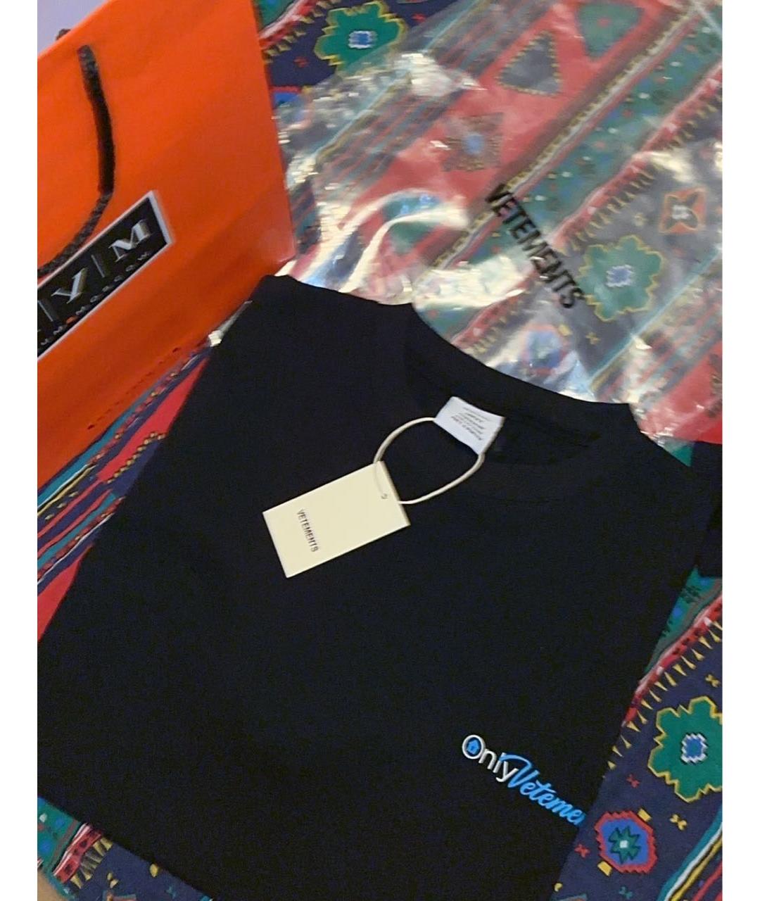 VETEMENTS Черная хлопковая футболка, фото 3