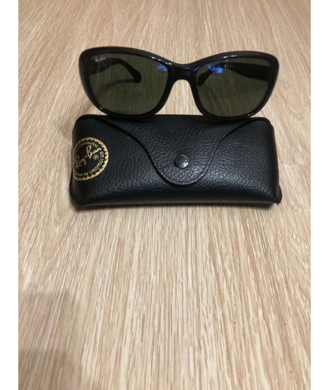 RAY BAN Черные пластиковые солнцезащитные очки, фото 4