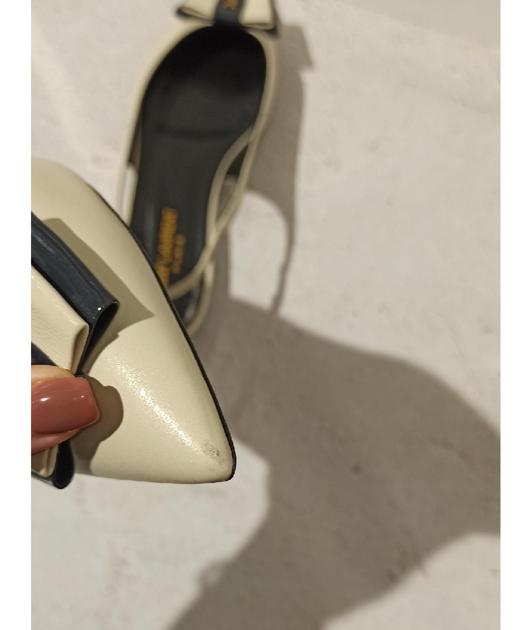 SAINT LAURENT Бежевые кожаные туфли, фото 8