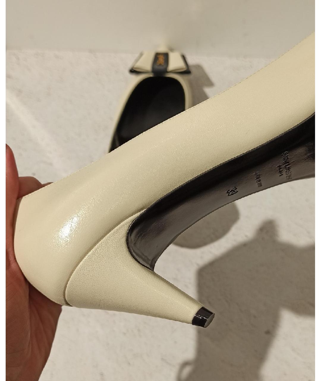 SAINT LAURENT Бежевые кожаные туфли, фото 6
