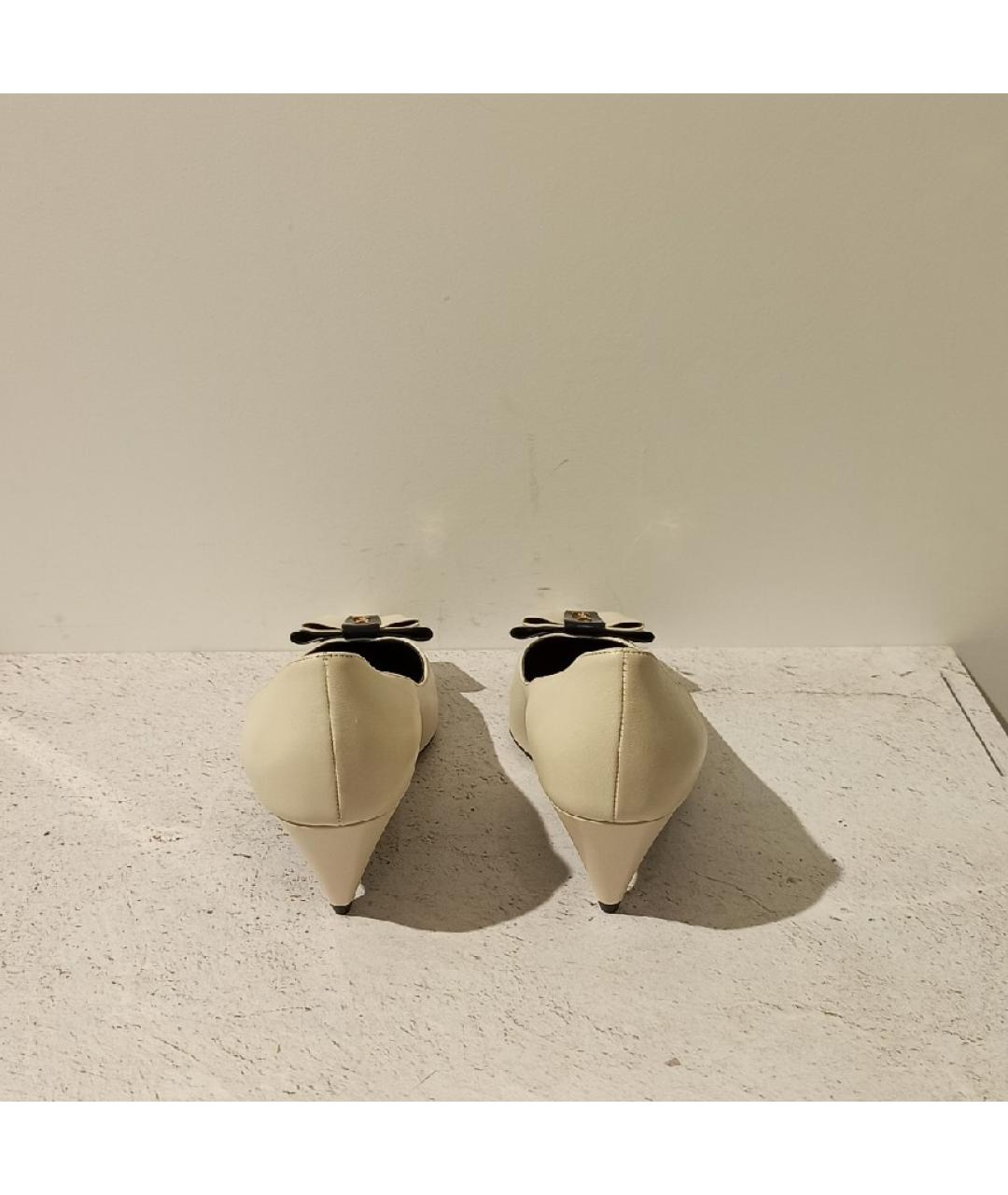 SAINT LAURENT Бежевые кожаные туфли, фото 3