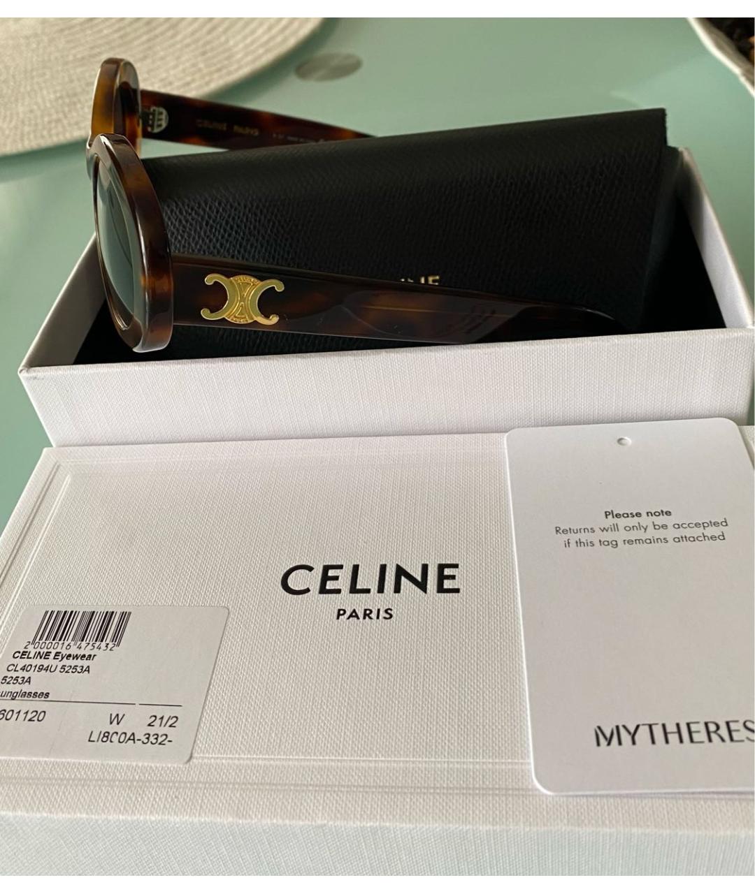 CELINE Коричневые пластиковые солнцезащитные очки, фото 6