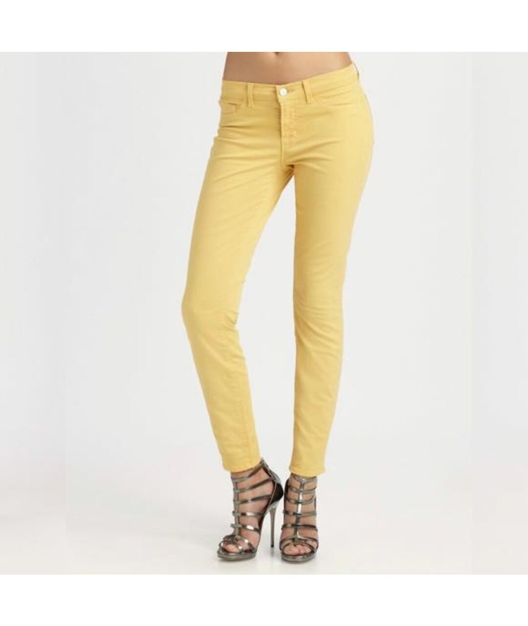 JBRAND Золотые хлопко-эластановые джинсы слим, фото 2