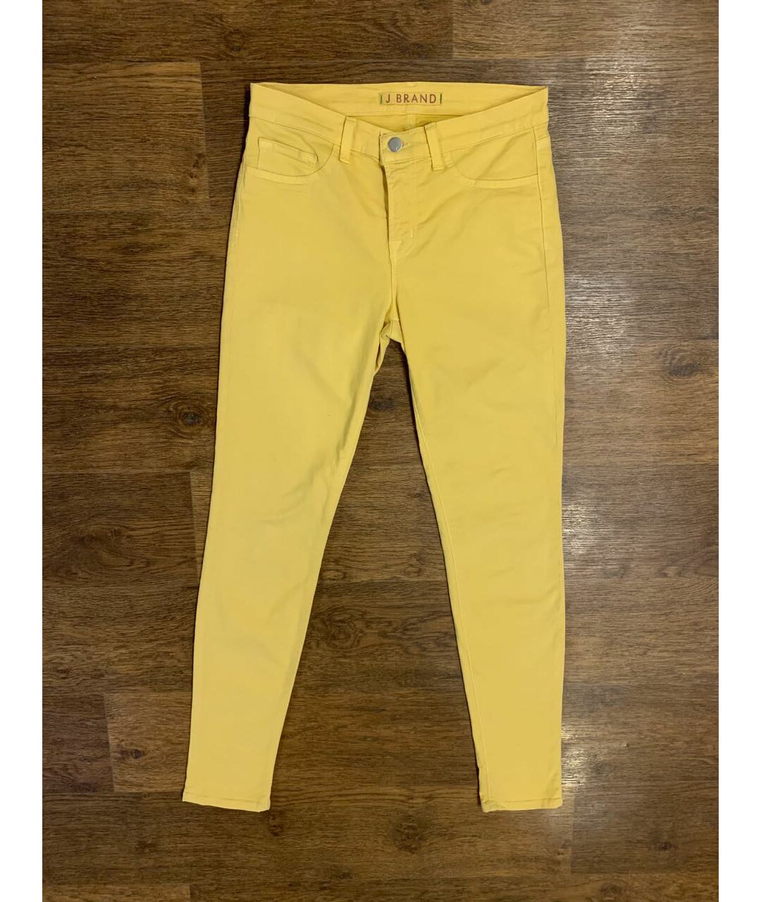 JBRAND Золотые хлопко-эластановые джинсы слим, фото 6